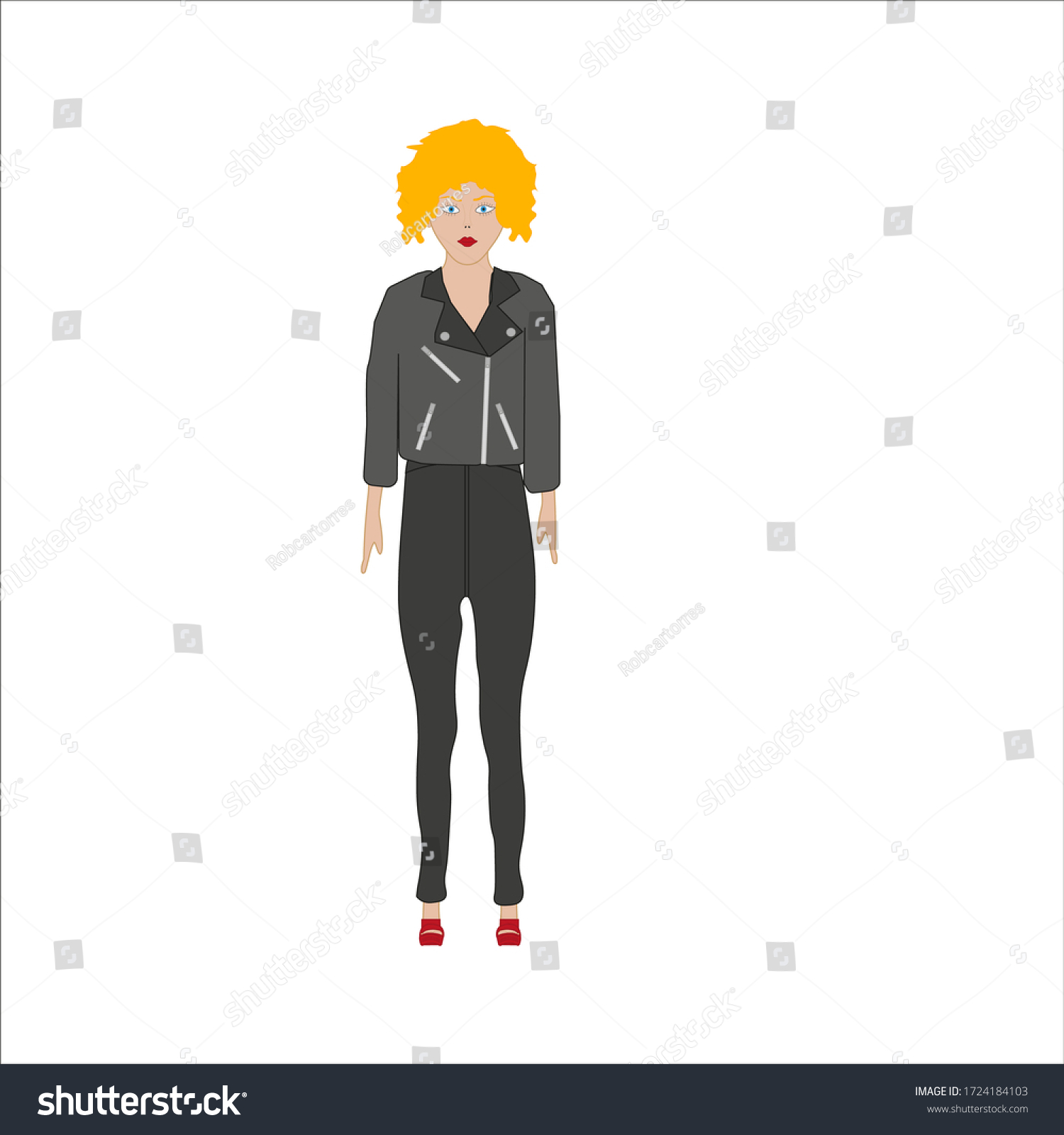 recommend clip art: woman with greaser look. illustration for web and mobile design.