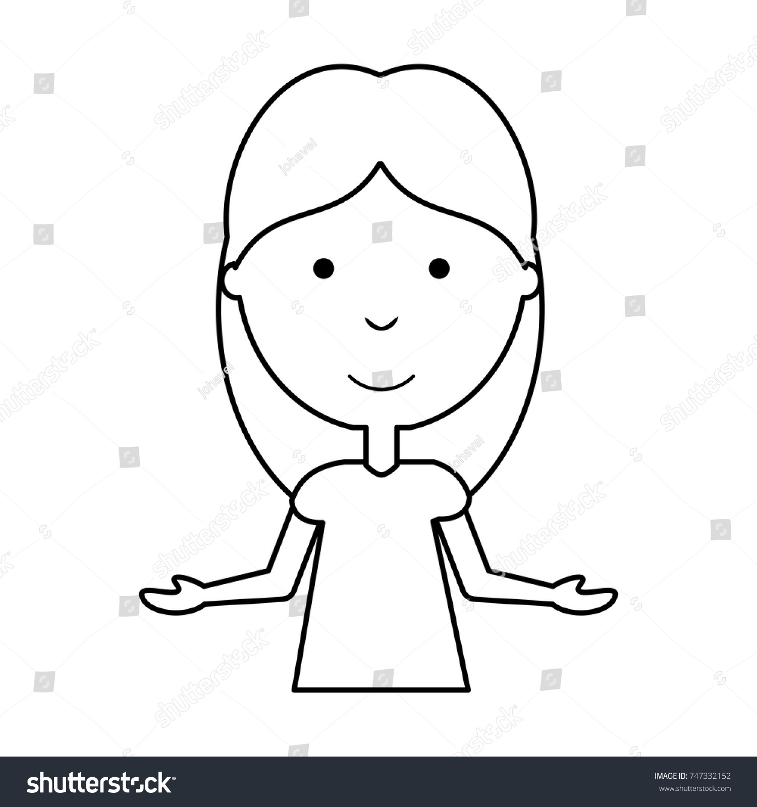 Woman Open Arms Vector Illustration Stock Vector (Royalty Free) 747332152