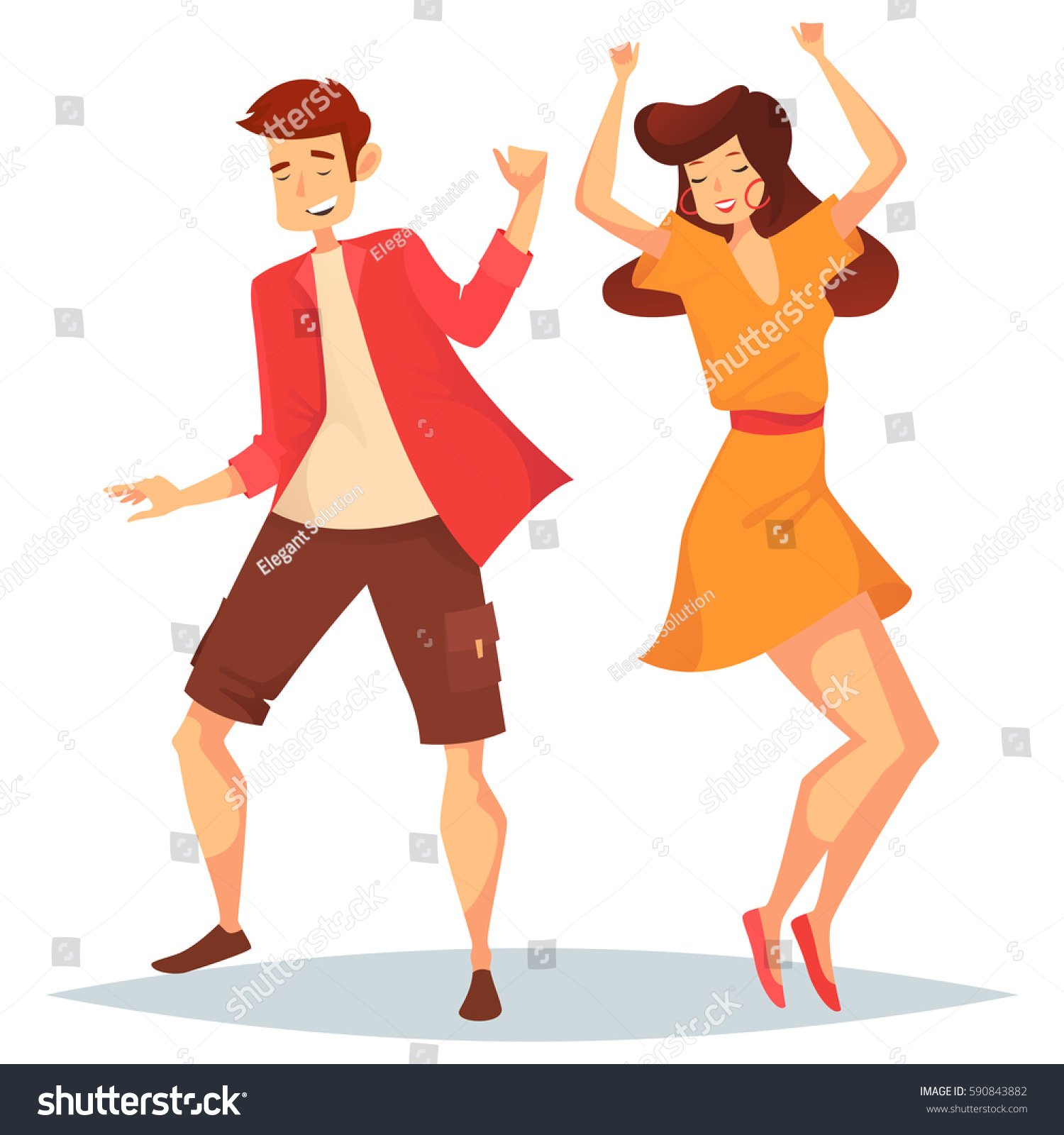Woman Raised Hands Man Dancing Girl Stock Vector 590843882 - Shutterstock