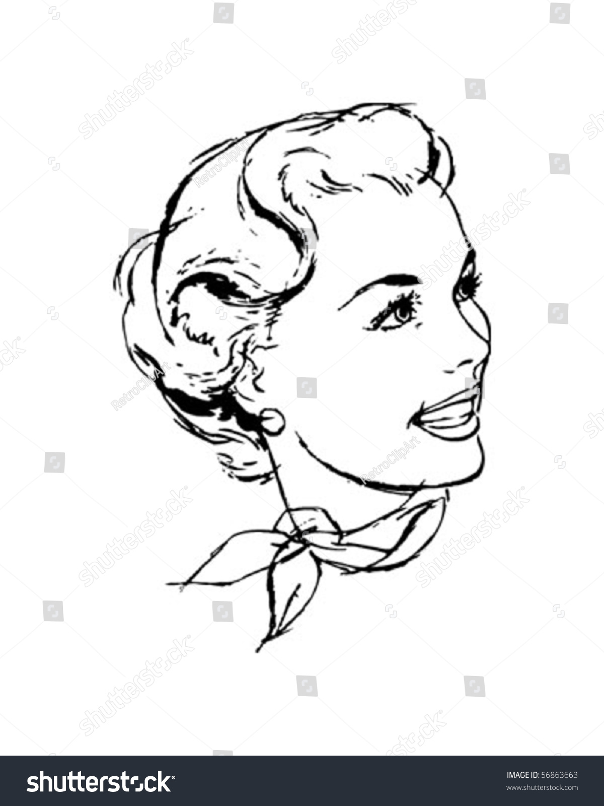 SVG of Woman With Scarf - Retro Clip Art svg