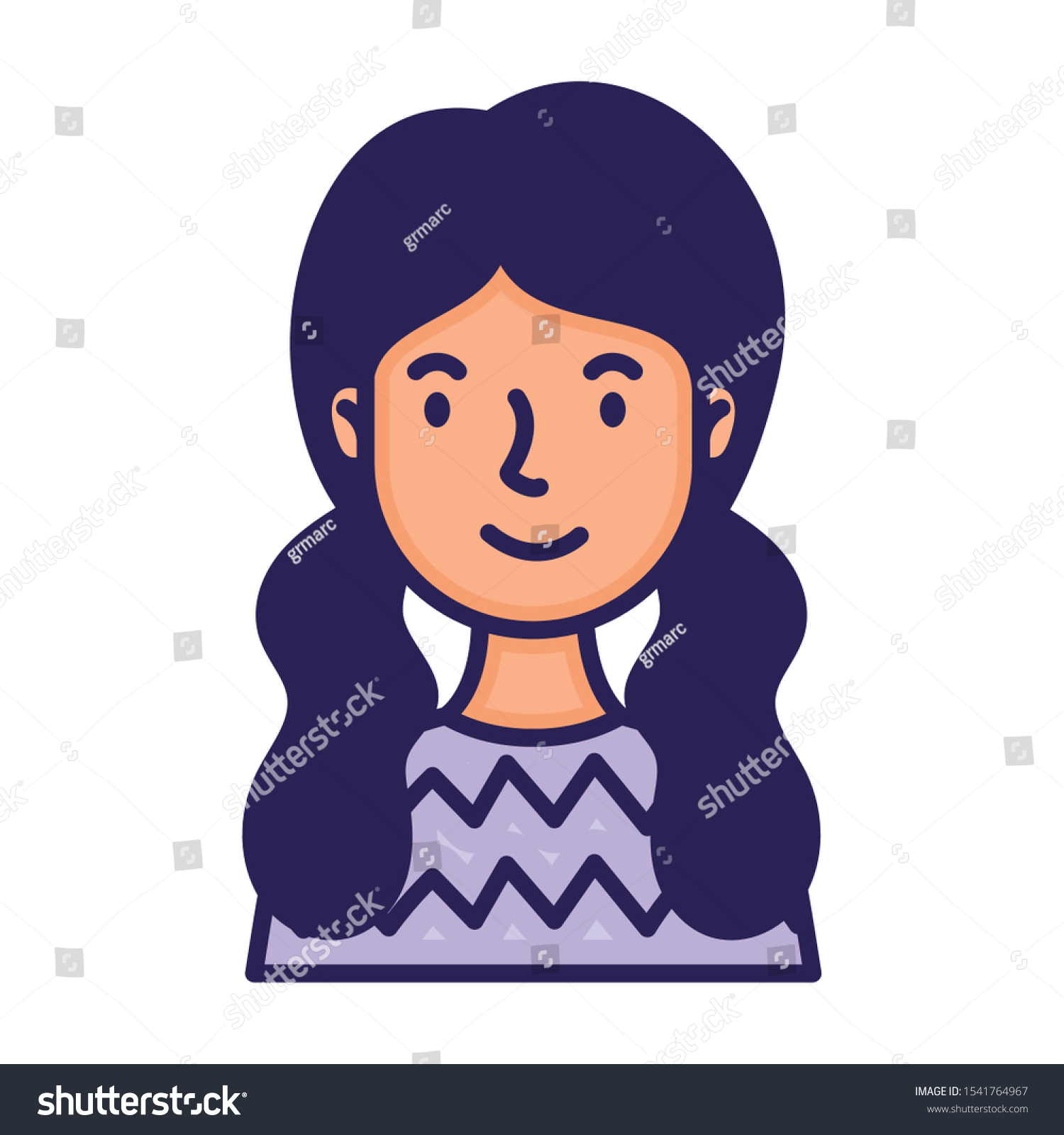 Woman Two Hair Tails Character Fill Stock Vector (Royalty Free ...