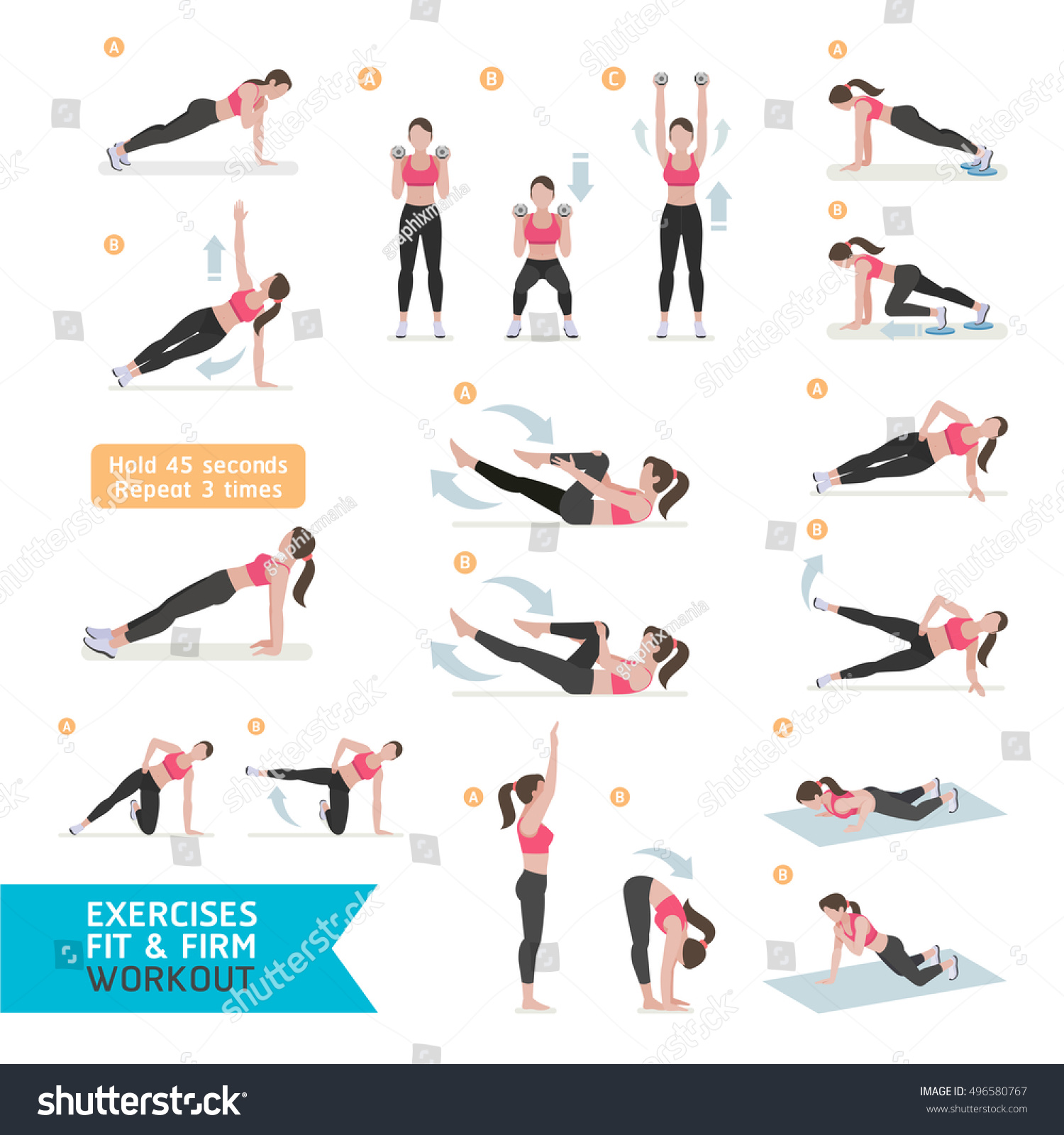 Woman Workout Fitness Aerobic Exercises Vector Stock Vector (Royalty ...