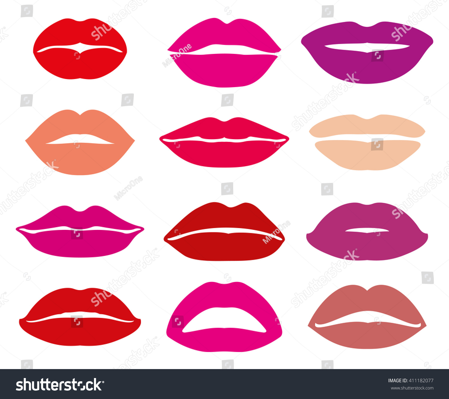 Womans Lip Red Lipstick Vector Set Stock Vector (Royalty Free ...