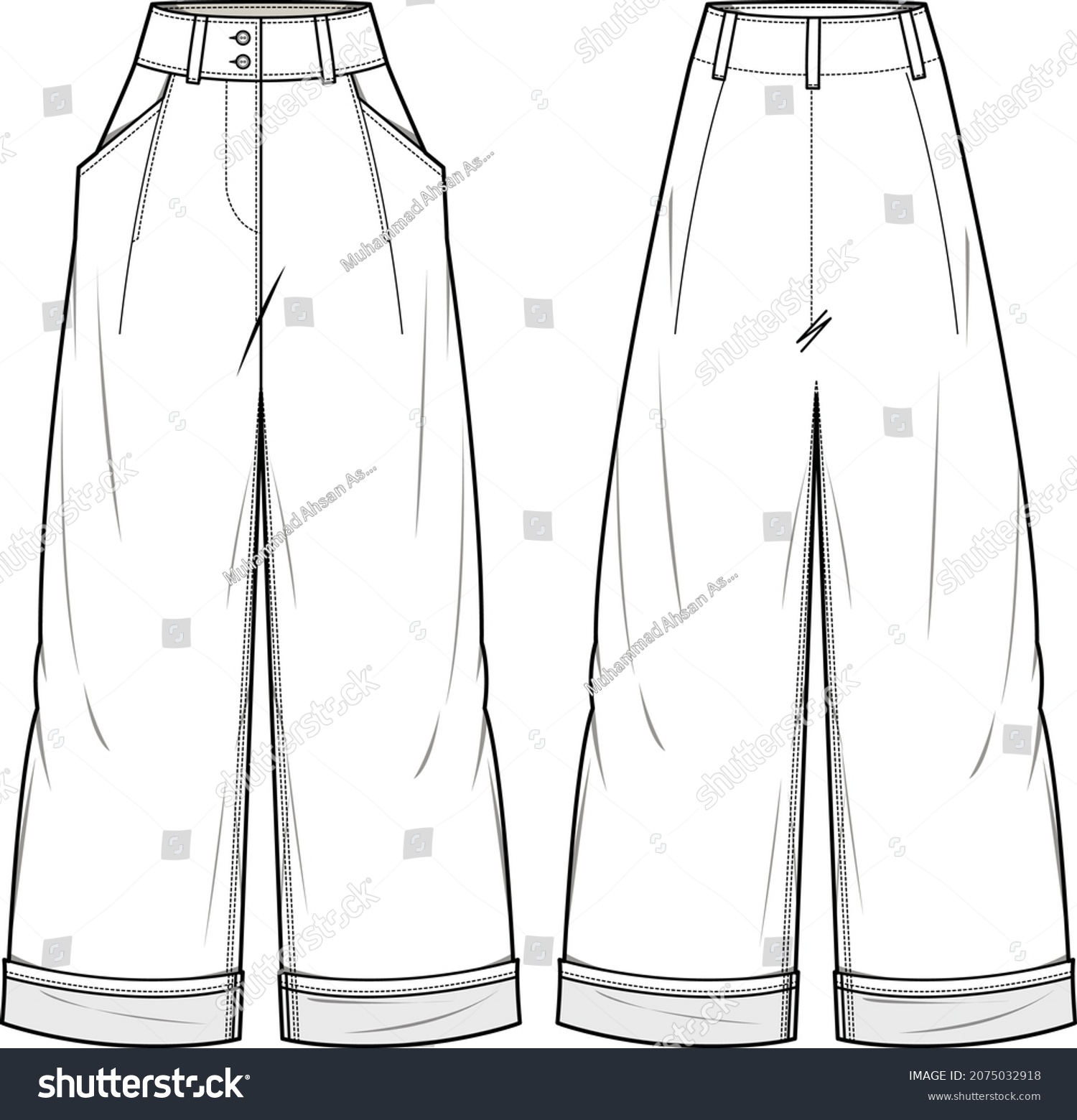 Women Girls Pants Vector Sketch Stock Vector (Royalty Free) 2075032918