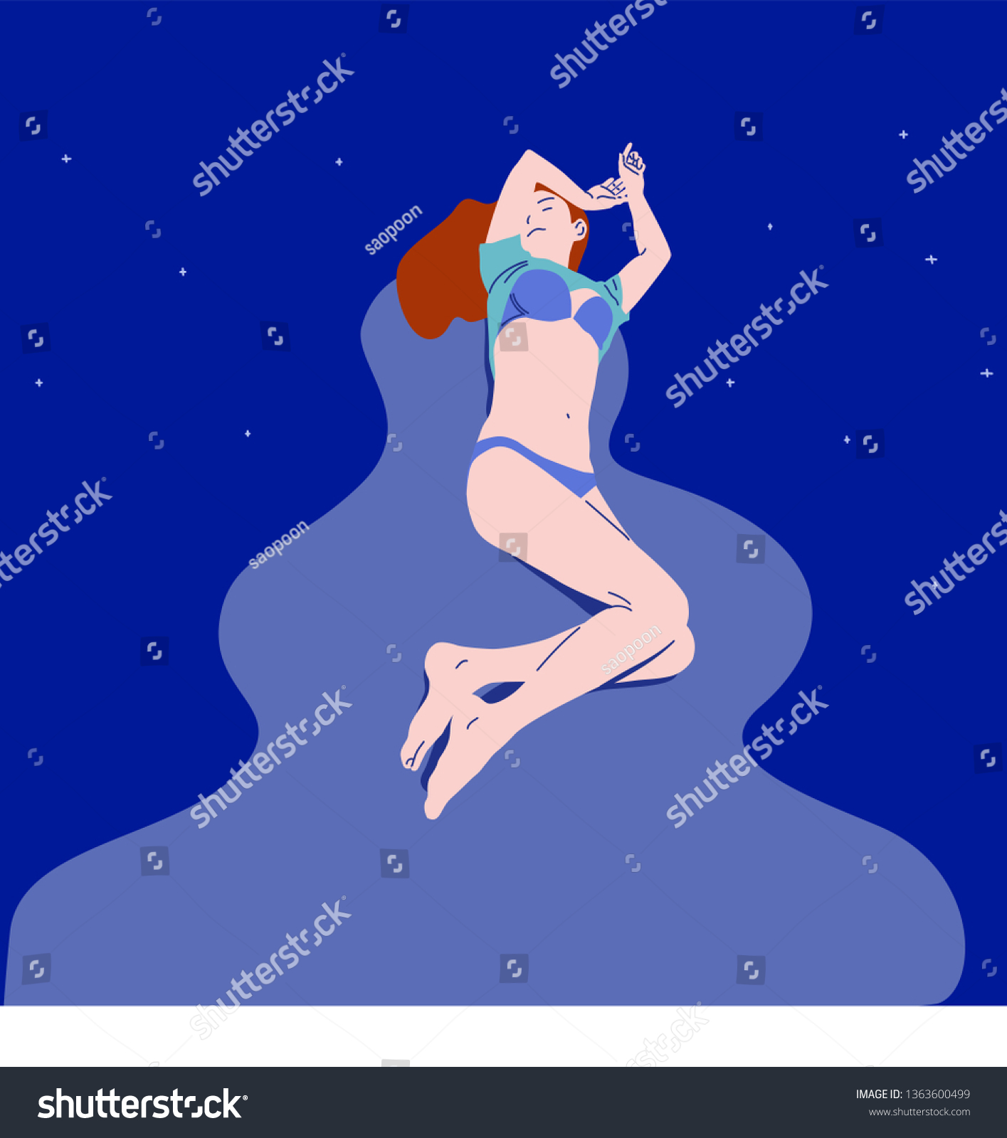 Women Sleeping Resting Dreaming Into Realm Stock Vector Royalty Free