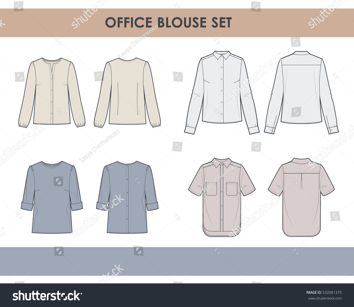 Women Blouses Set Stock Vector Illustration 332081375 : Shutterstock