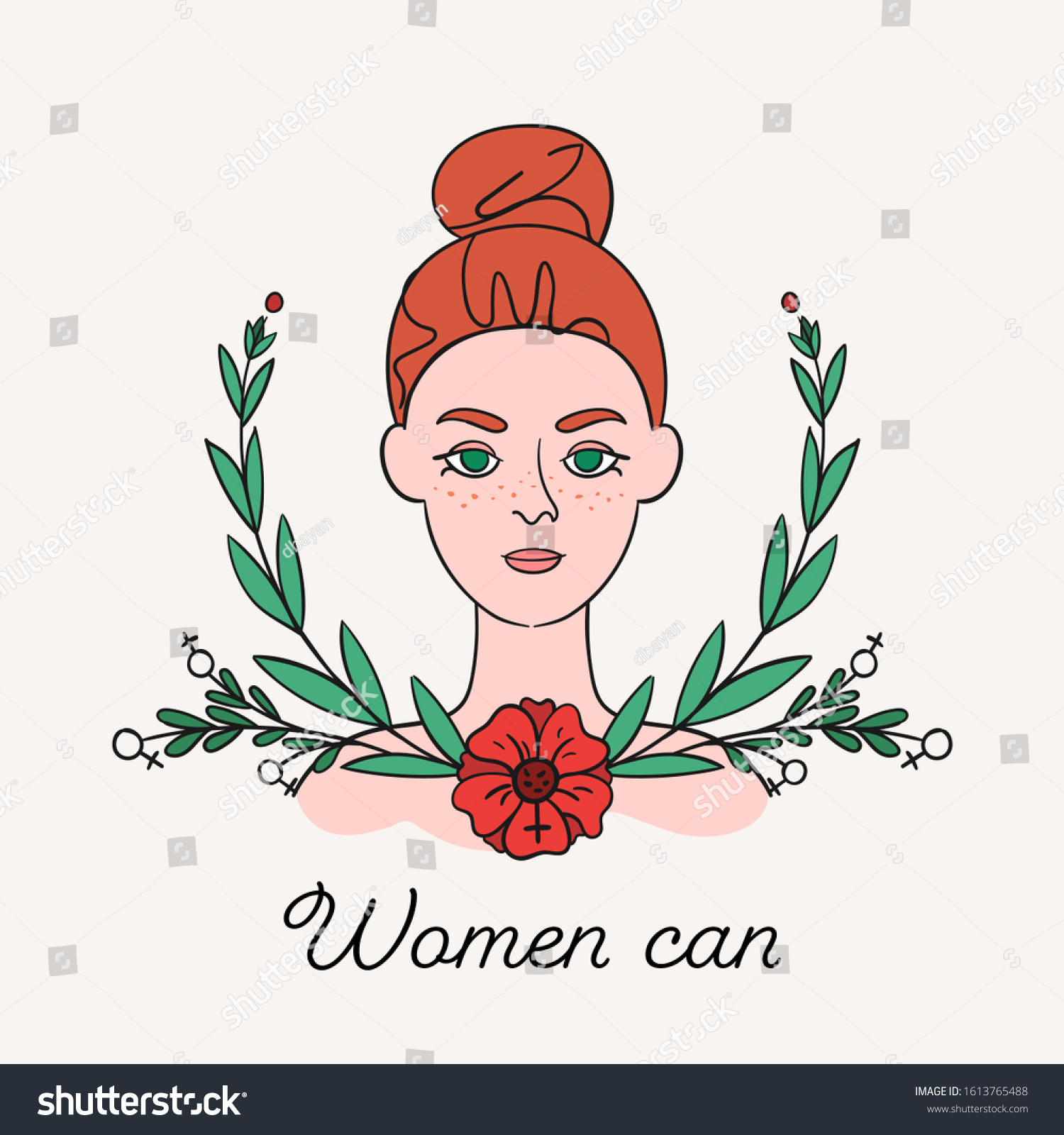Women Can Hand Drawn Illustration Red Stock Vector Royalty Free 1613765488 Shutterstock 