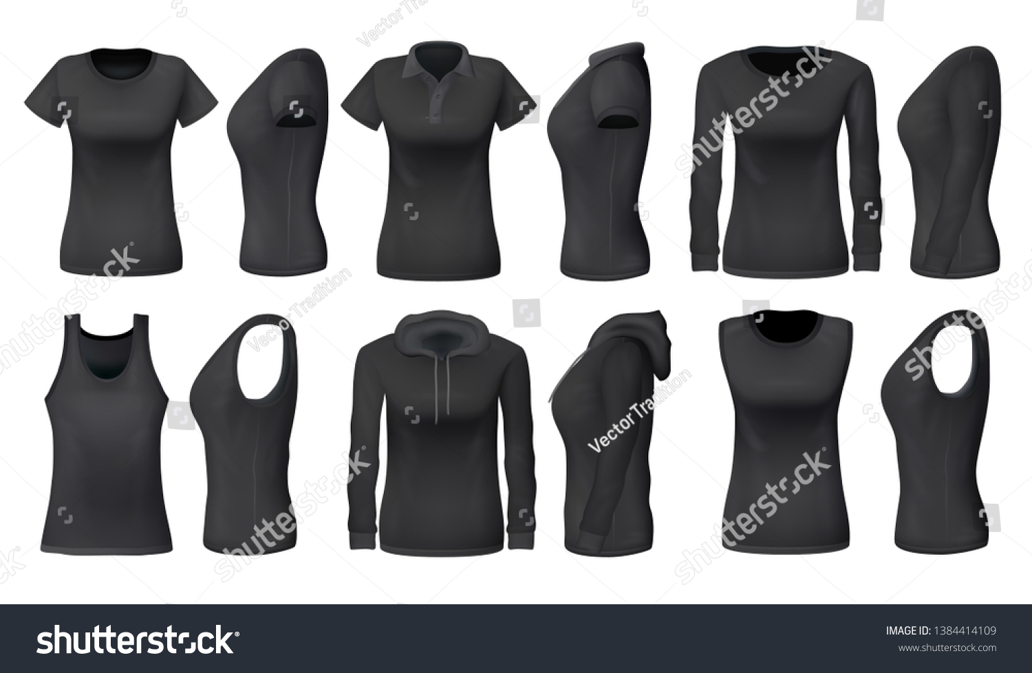 Download Women Clothes Sportswear Apparel Mockups Tshirts Stock Vector Royalty Free 1384414109 PSD Mockup Templates