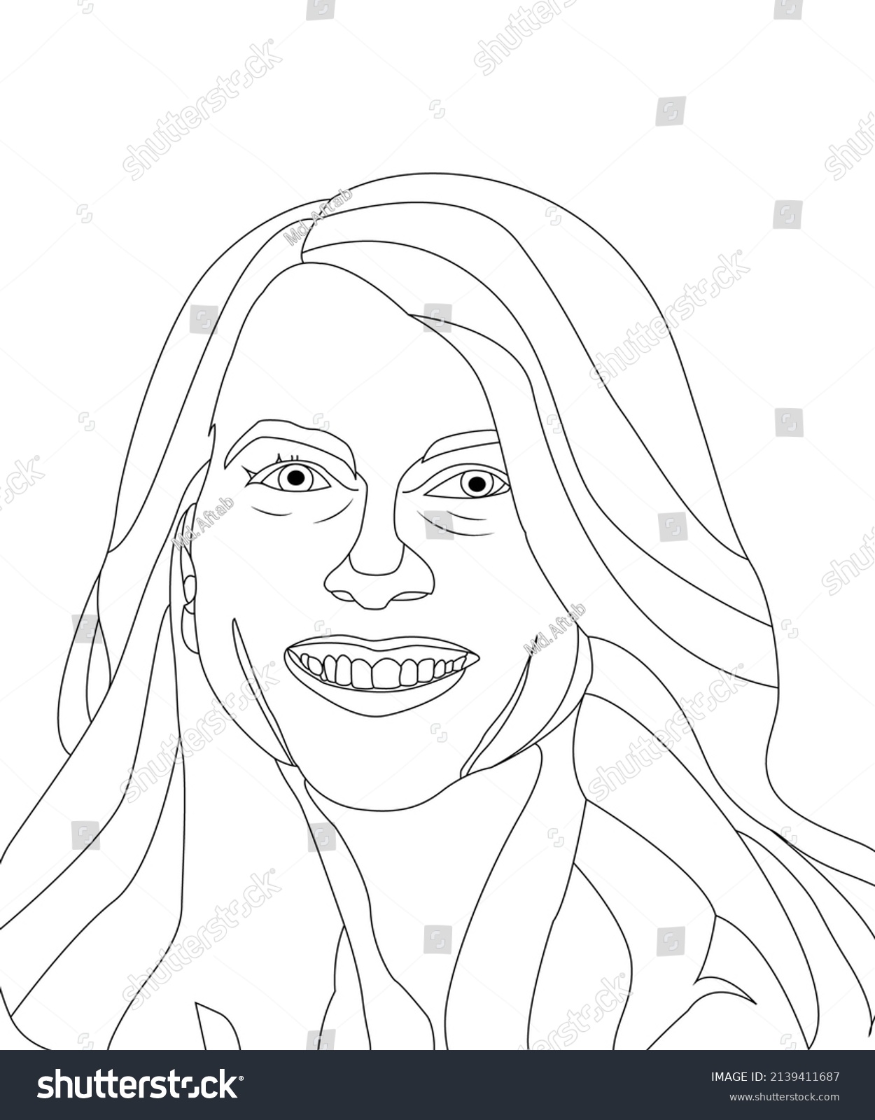 Women Coloring Page Line Art Stock Vector (Royalty Free) 2139411687 ...
