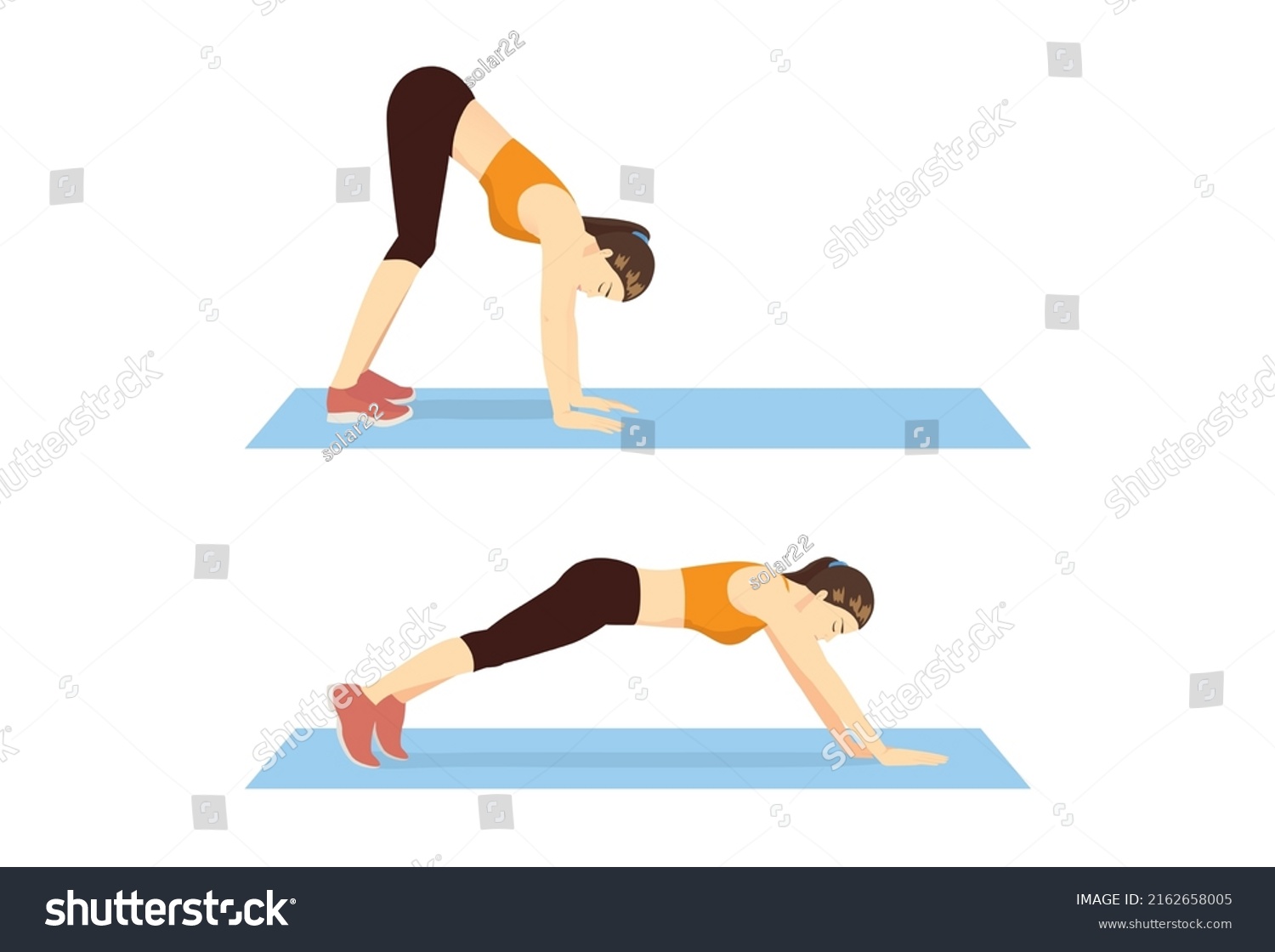 Women Do Inchworms Pose Walkouts Exercise Stock Vector (Royalty Free ...