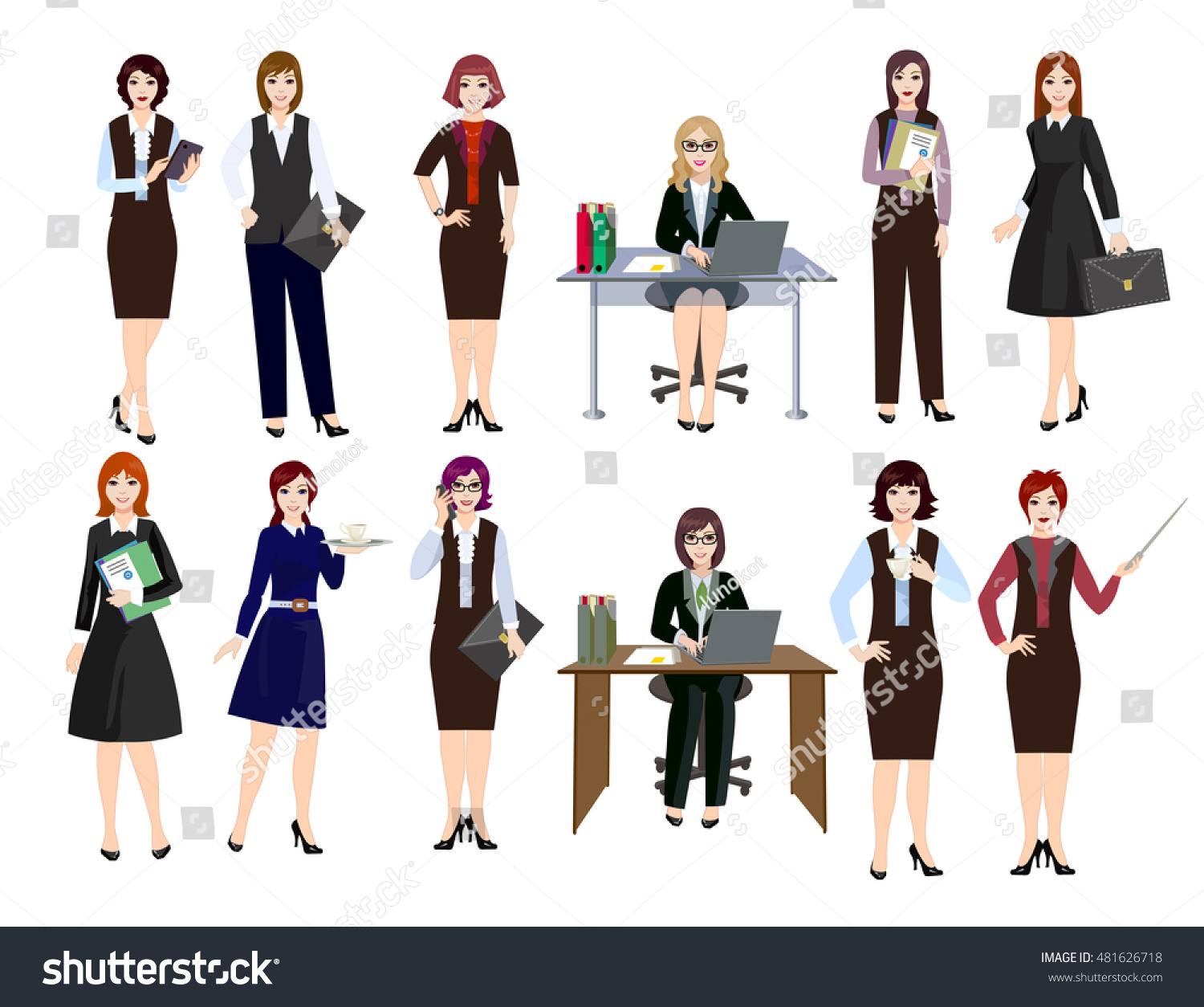 Women Engage Office Work Different Types Stock Vector (Royalty Free