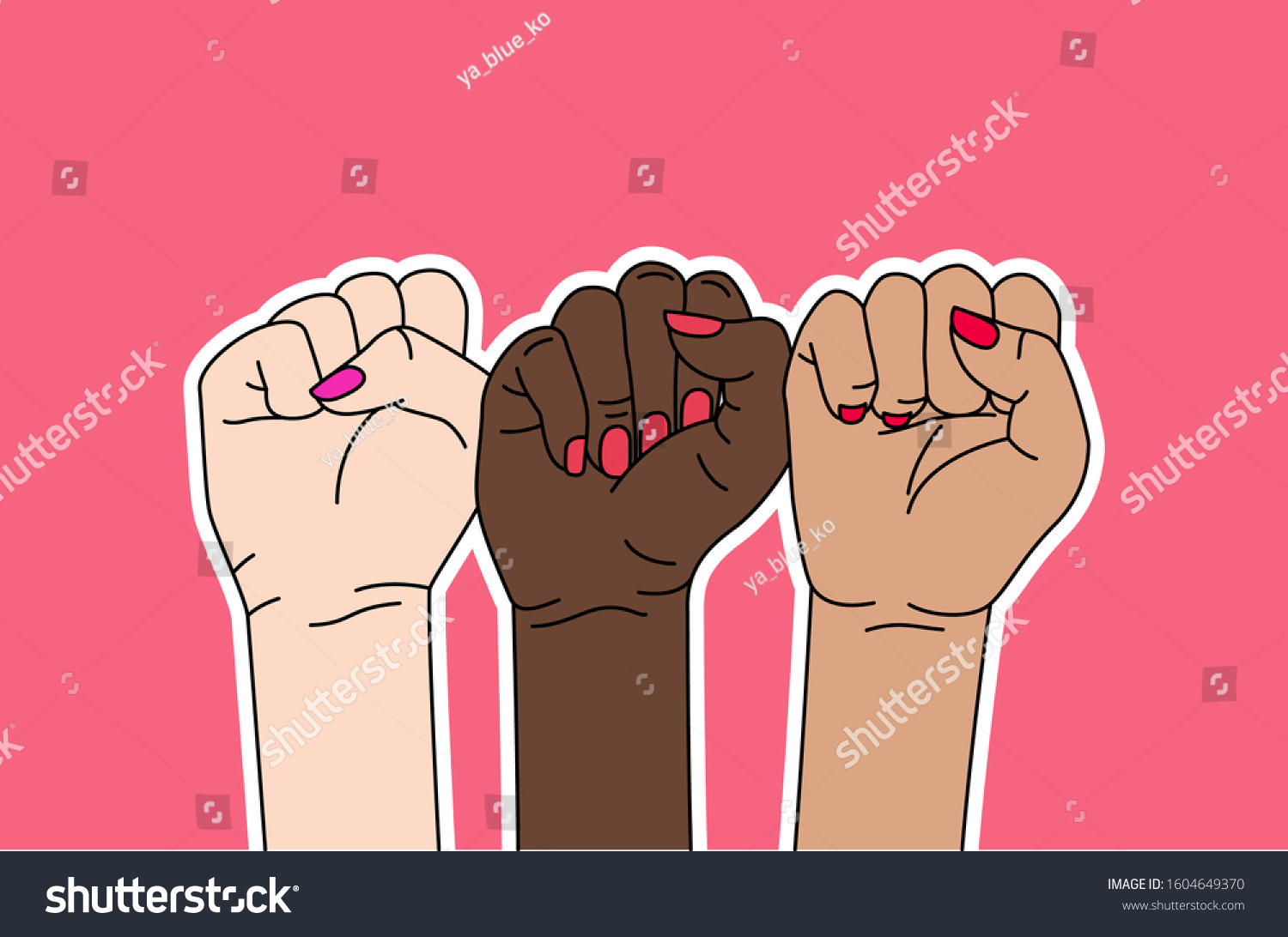 Women Hands Feminism Hands Girl Power Stock Vector Royalty Free 1604649370 9716