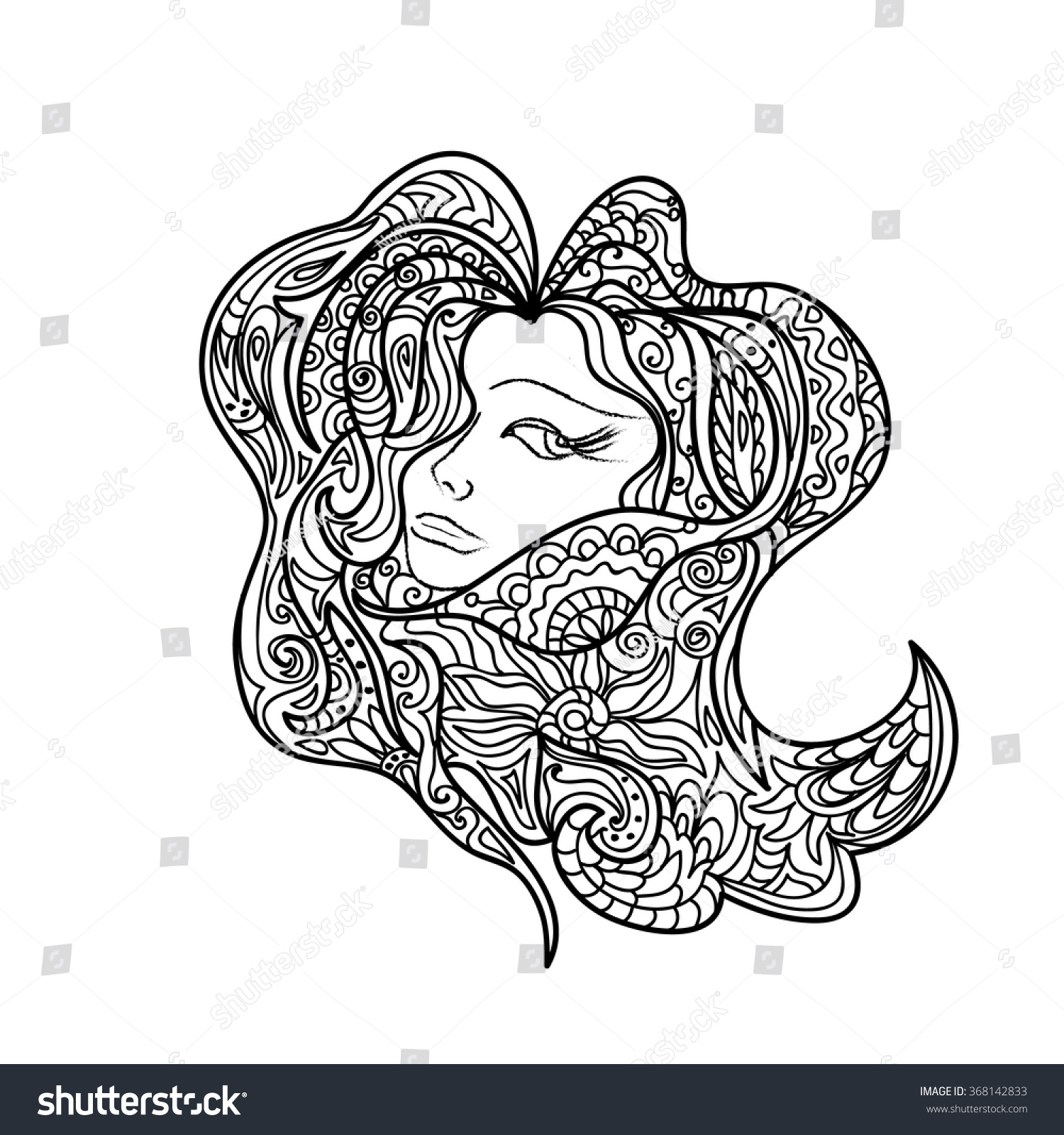 Download Women Head Abstract Mandala Zentangle Stock Vector ...