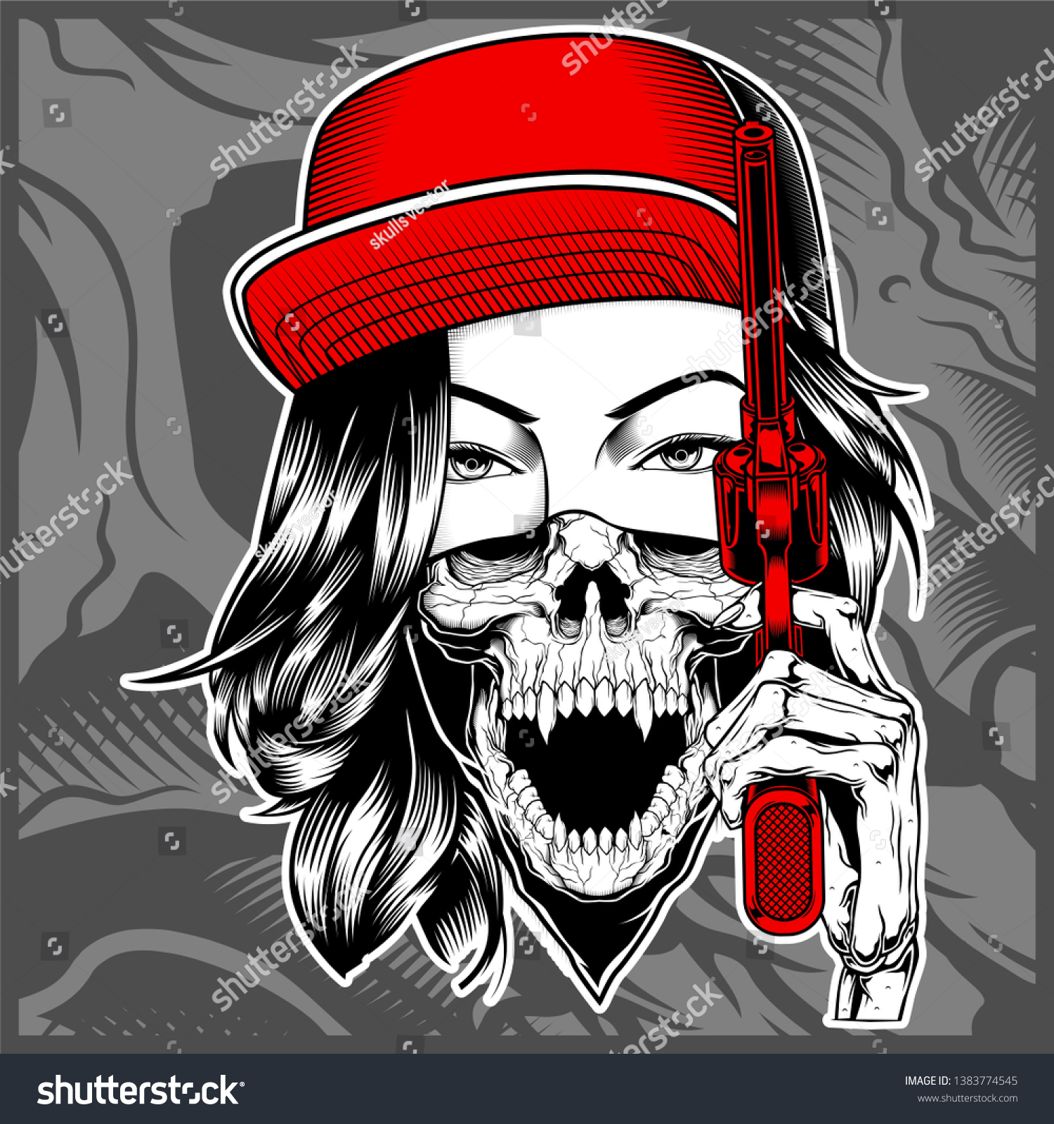 Women Mafia Wearing Cap Handling Gun Stock Vector (Royalty Free ...