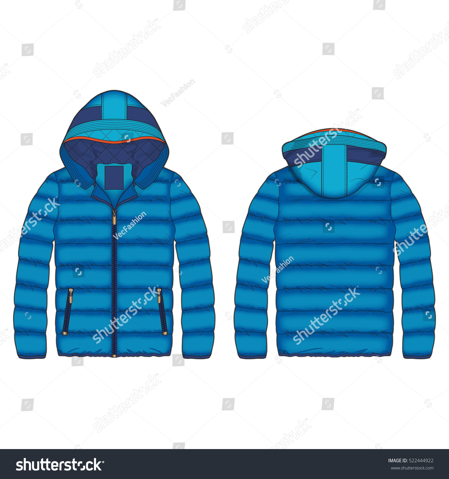 Women Outdoor Puffer Jacket Vector Template Stock Vector Royalty Free