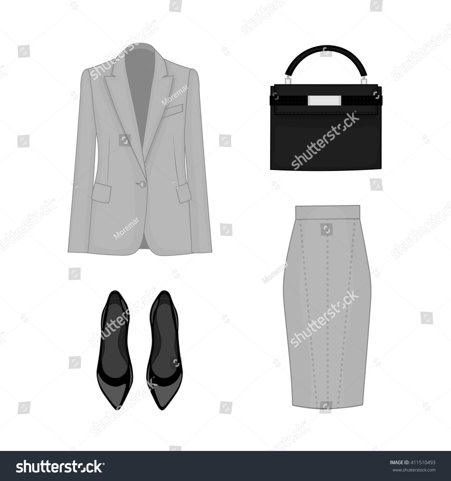 Womens Basic Wardrobe Set Dress Shoes Stock Vector Royalty Free