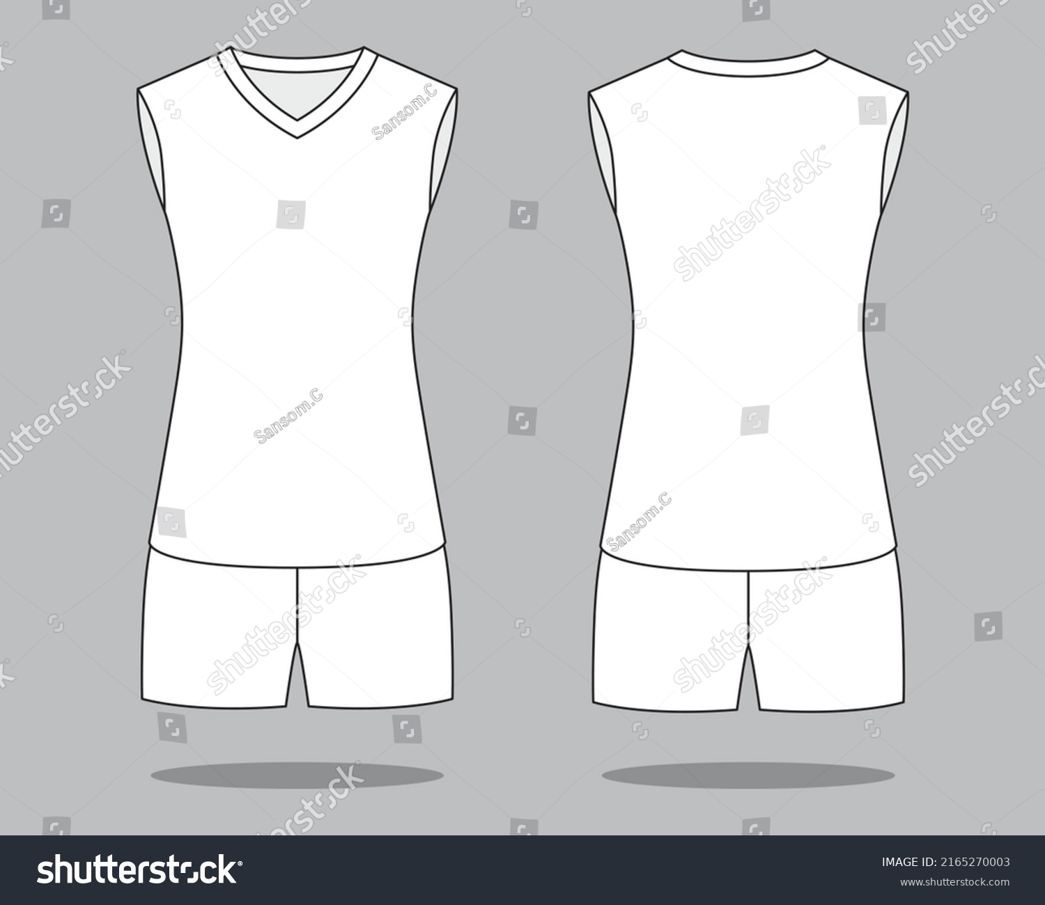 Womens Blank White Sleeveless Volleyball Jersey Stock Vector (Royalty ...