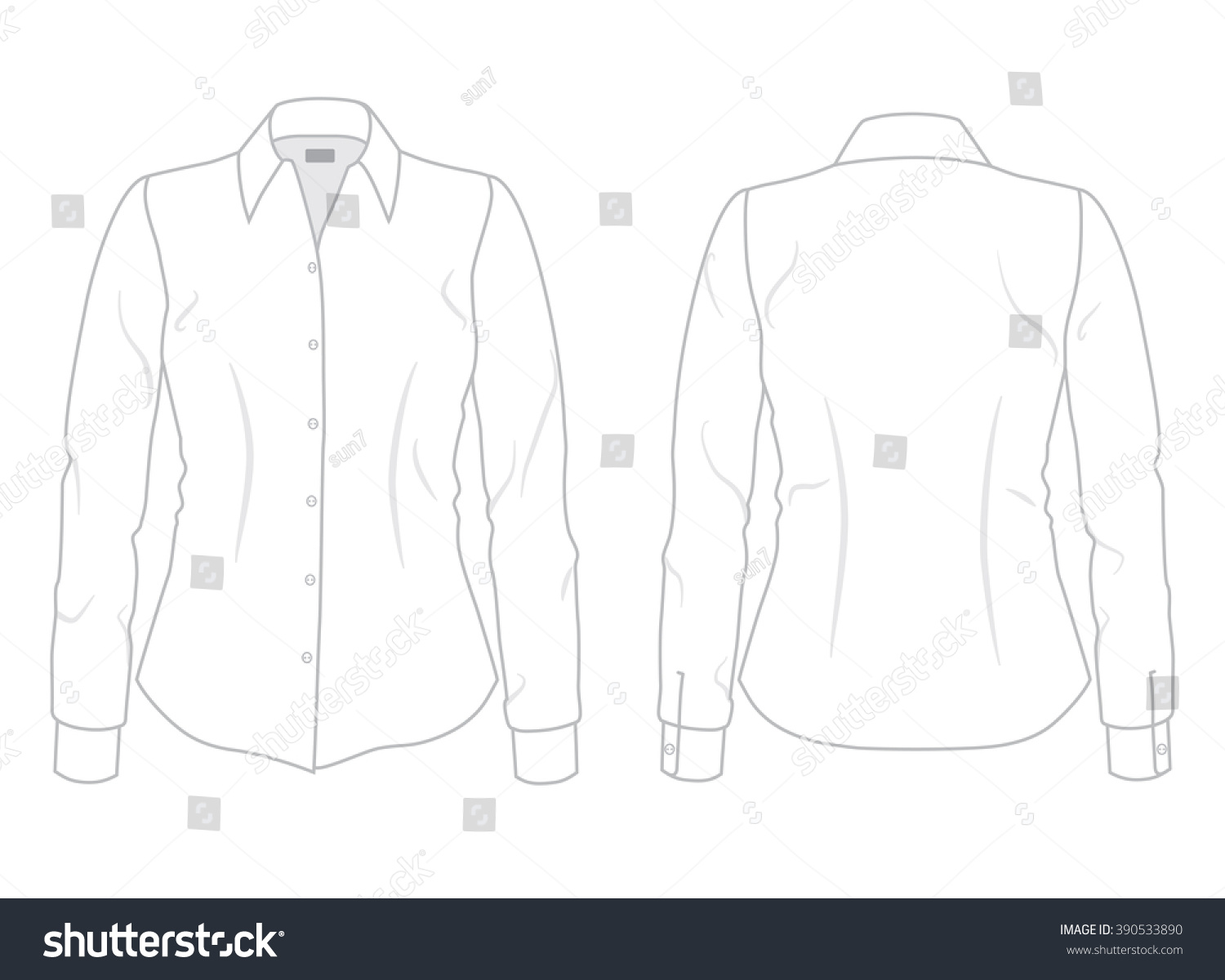 Womens Dress Shirt Long Sleeves Template Stock Vector 390533890 ...