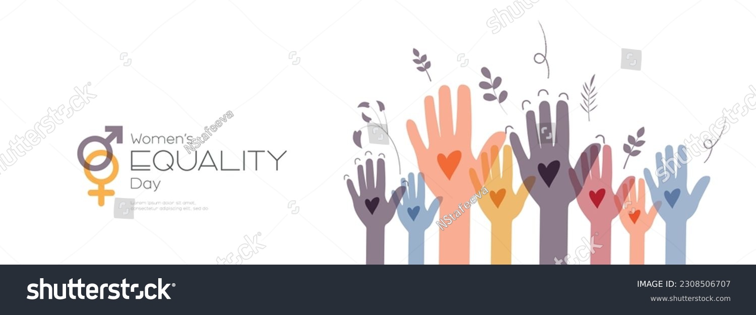SVG of Women's Equality Day banner. Raised hands. svg