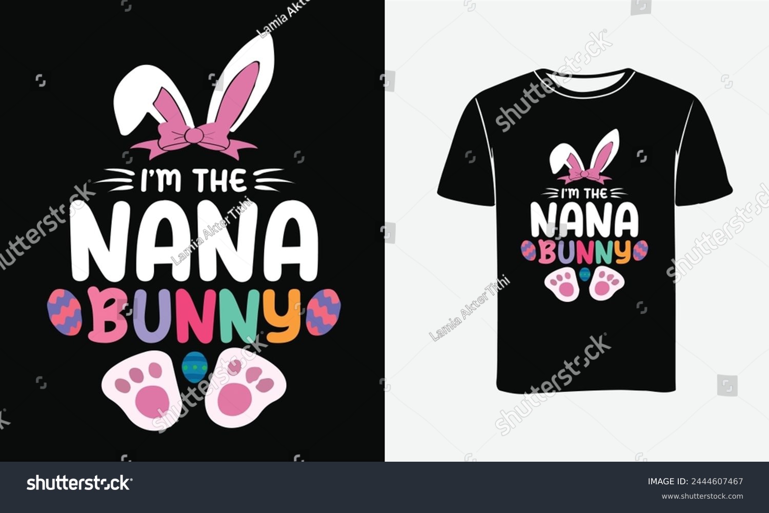 SVG of Women's I'm The Nana Bunny Matching Family Easter Vector Art T-shirt Design - Print  svg