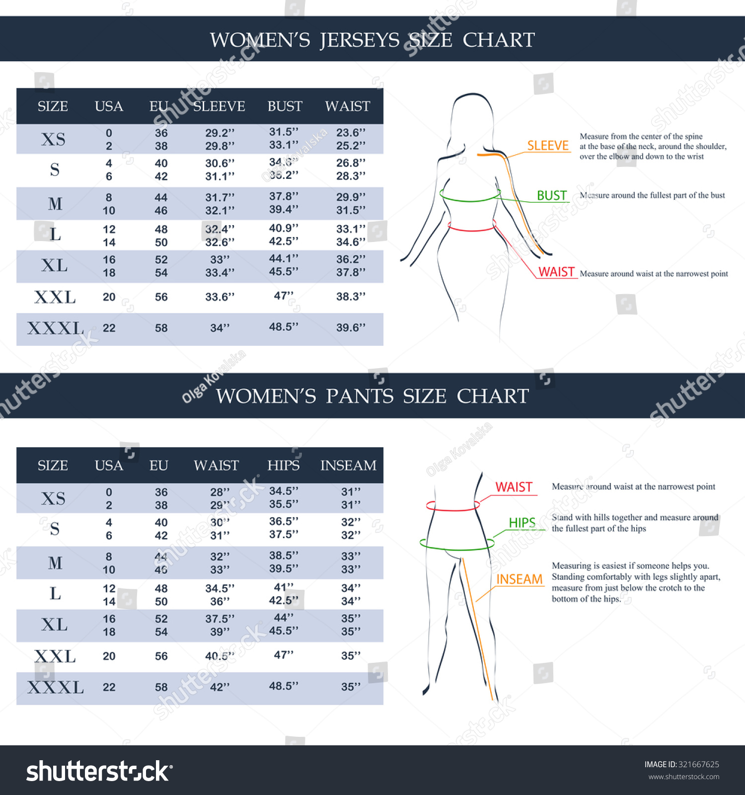 Pants Size For Women Chart
