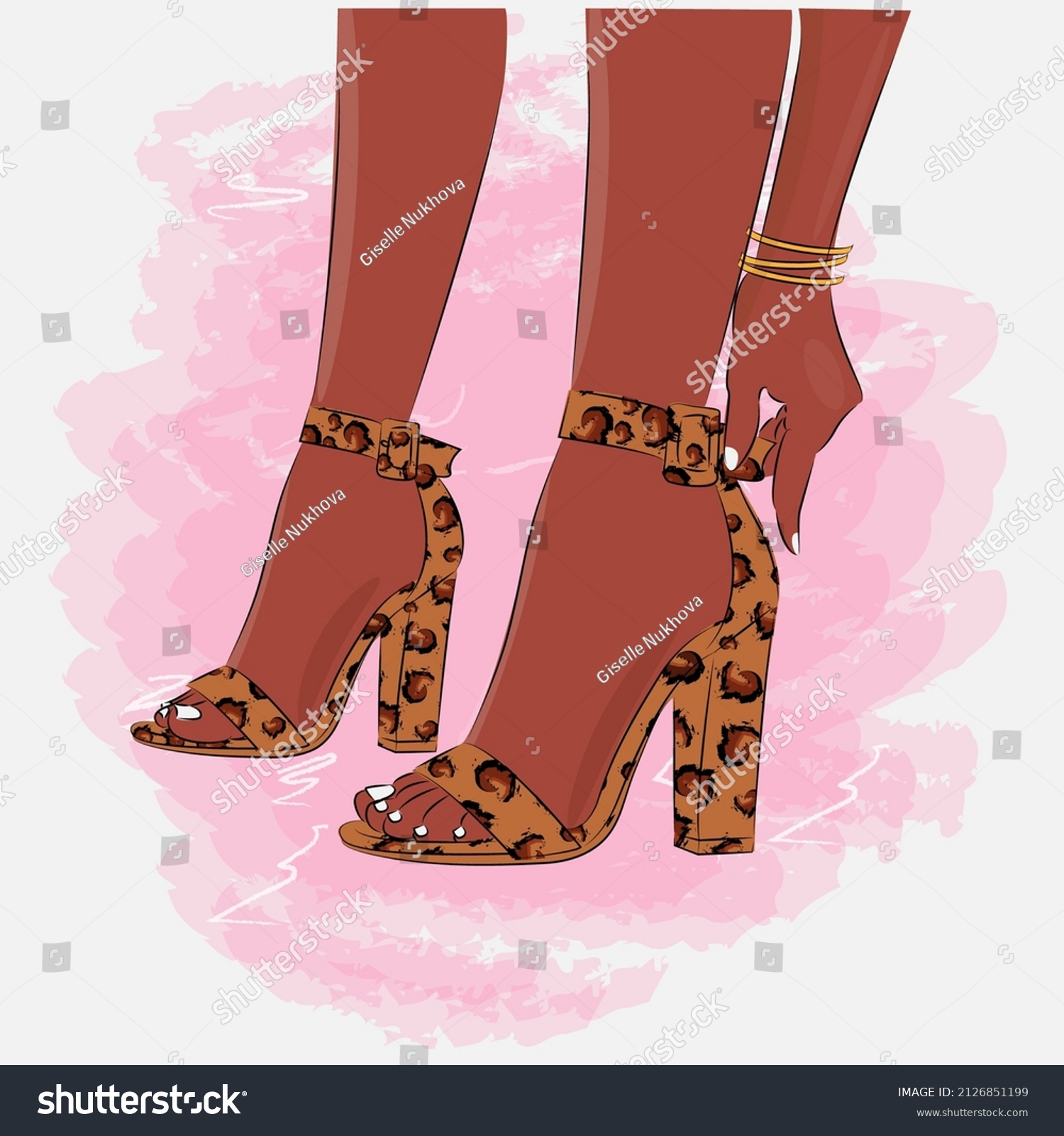 Womens Legs High Heels Leopard Print Stock Vector Royalty Free 2126851199 