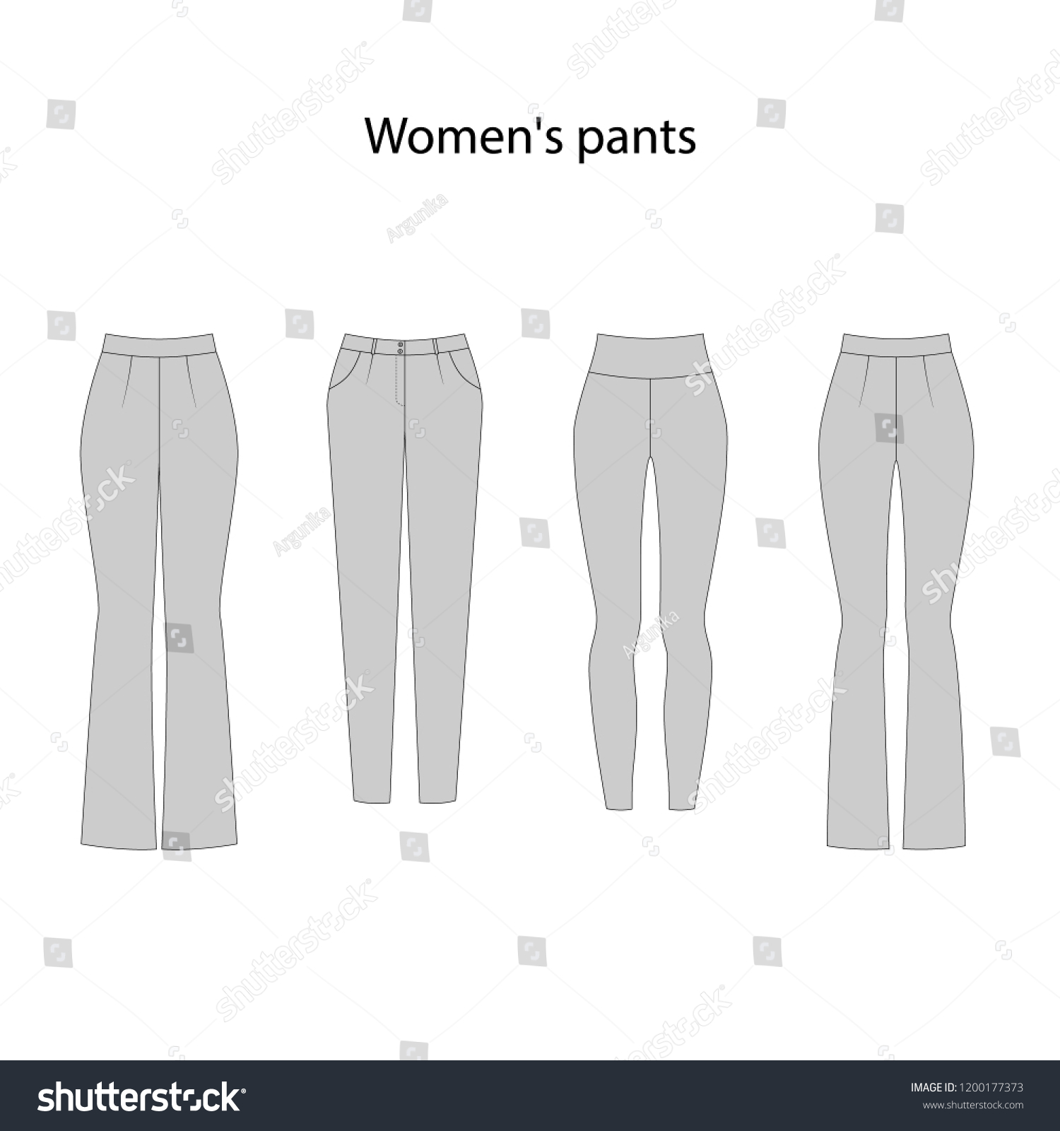 Womens Pants Template Collection Vector Sketch Stock Vector (Royalty ...