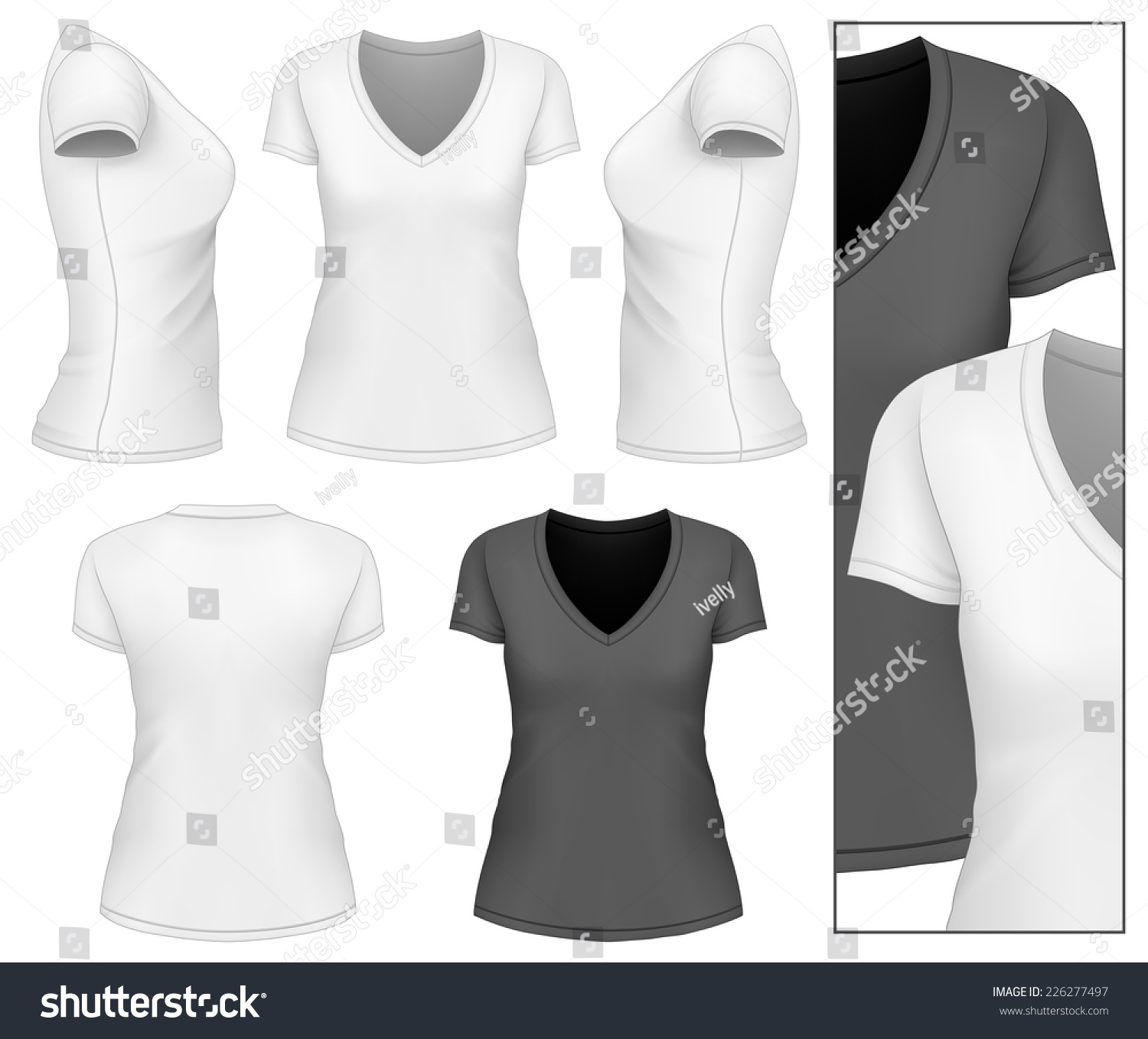 Download Womens Vneck Tshirt Design Template Front Stock Vector ...