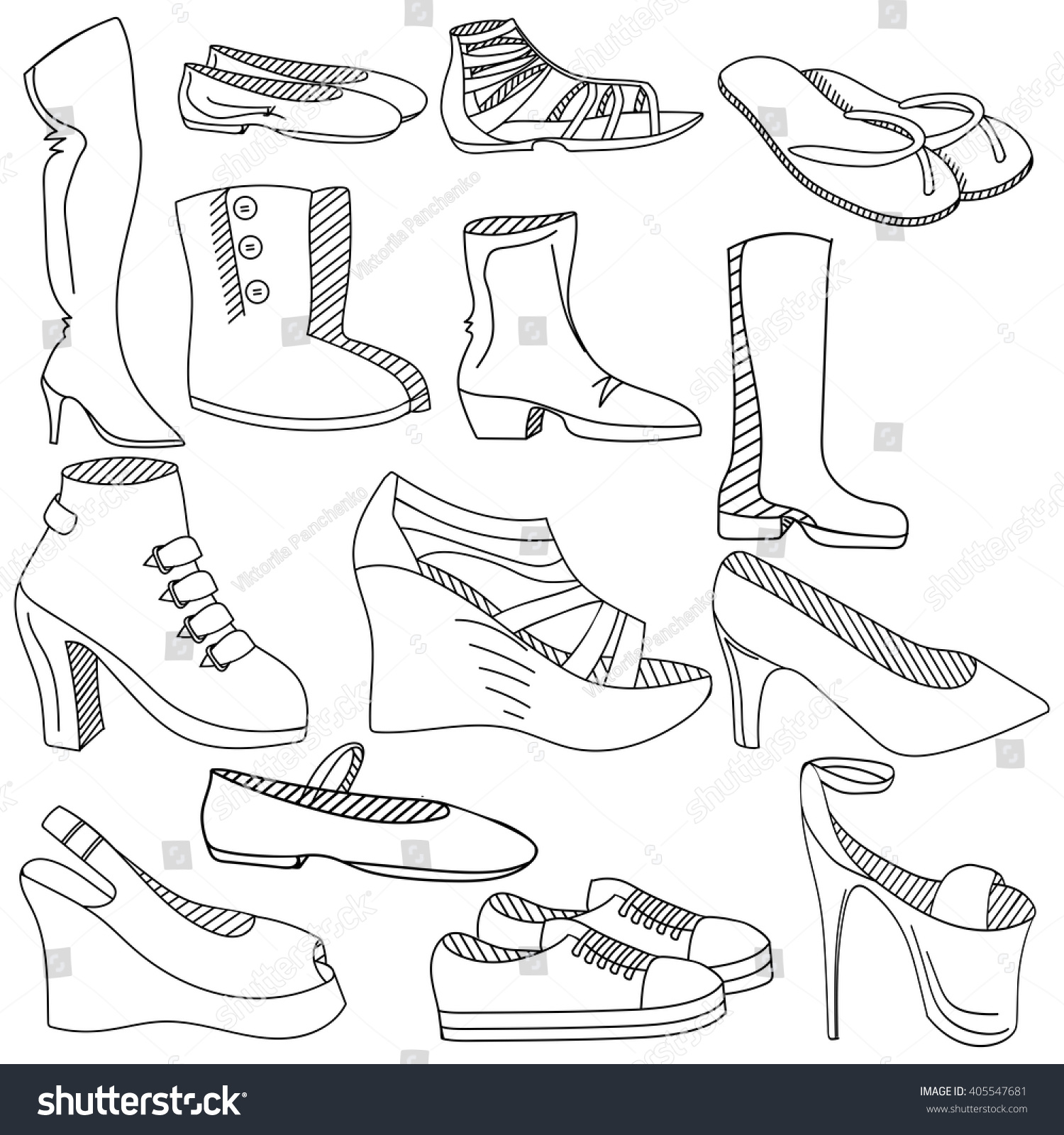 Women Shoes Coloring Book Line Art Stock Vector 405547681 - Shutterstock