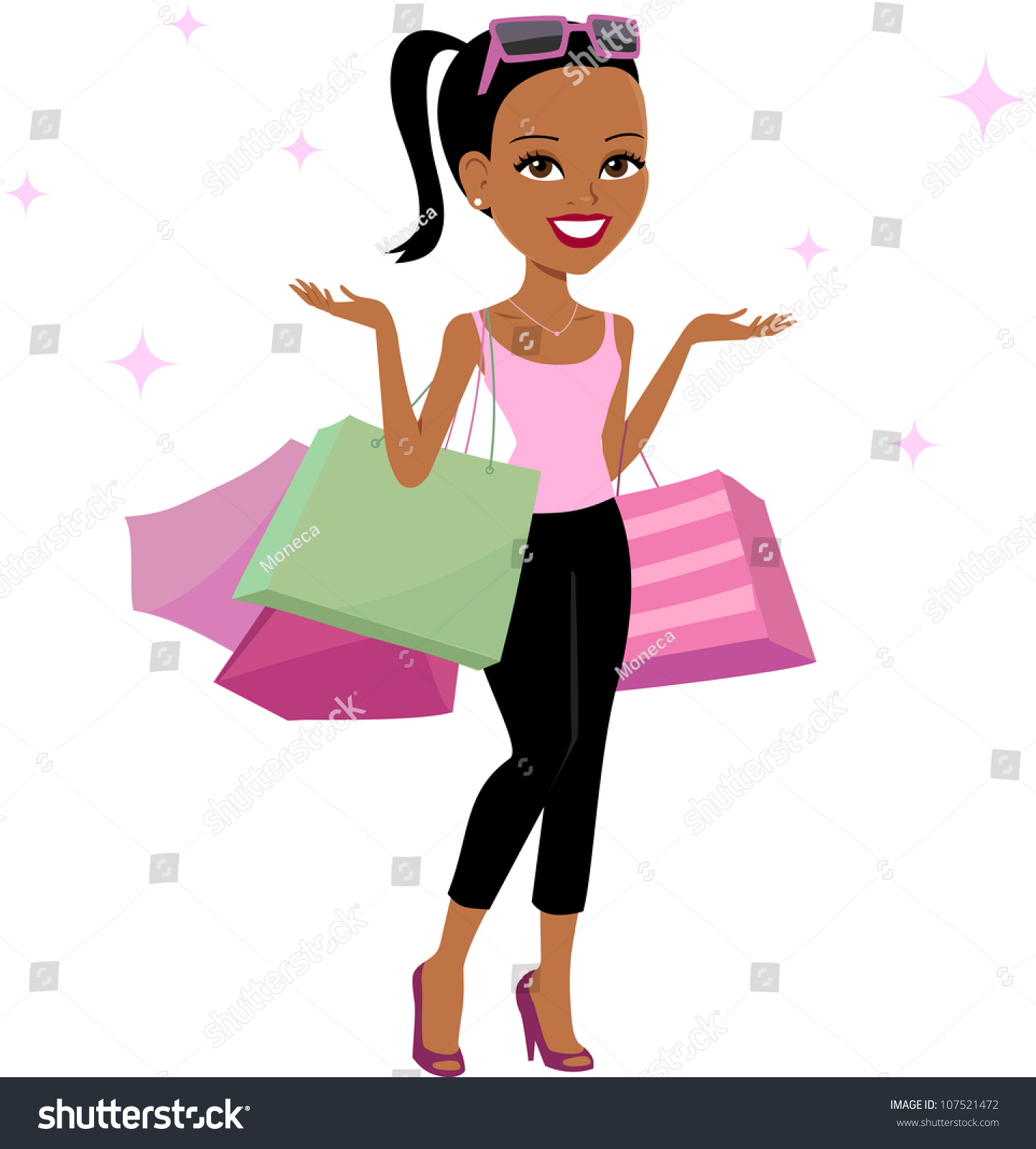 Women Shopping Cartoon Illustration Stock Vector Royalty Free