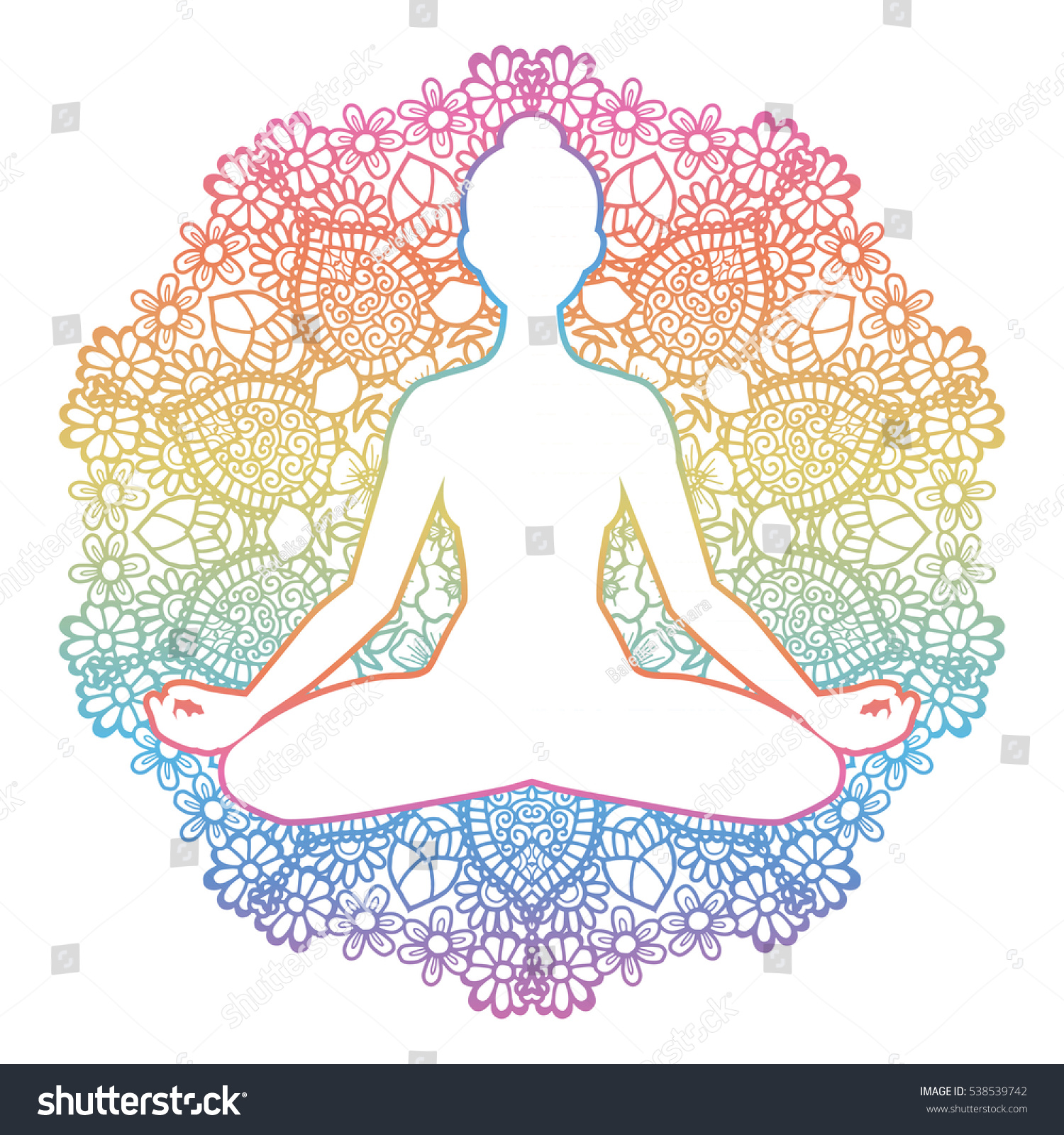 Women Silhouette Mandala Round Background Yoga Stock ...