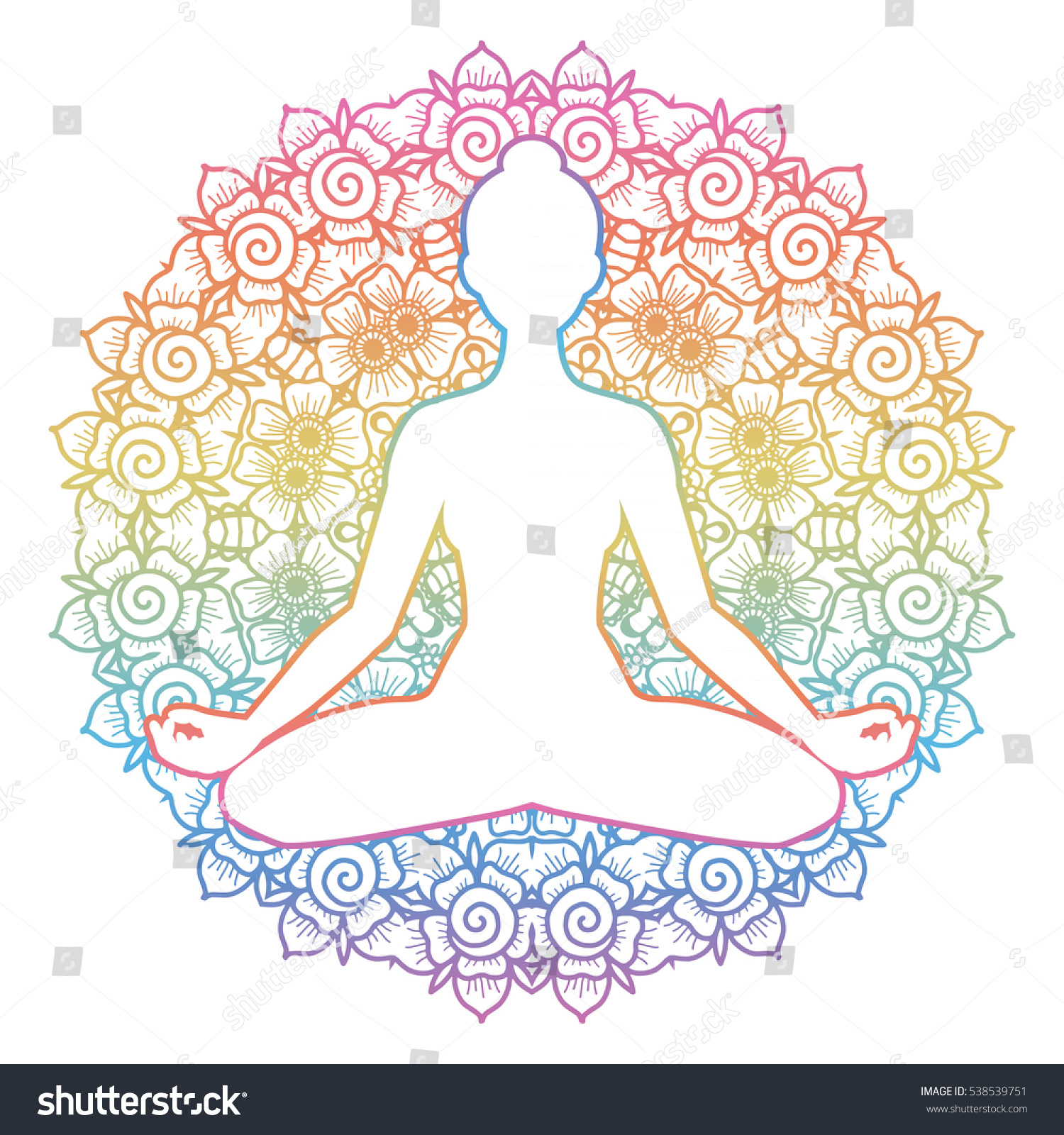 Download Women Silhouette Mandala Round Background Yoga Stock Vector 538539751 - Shutterstock