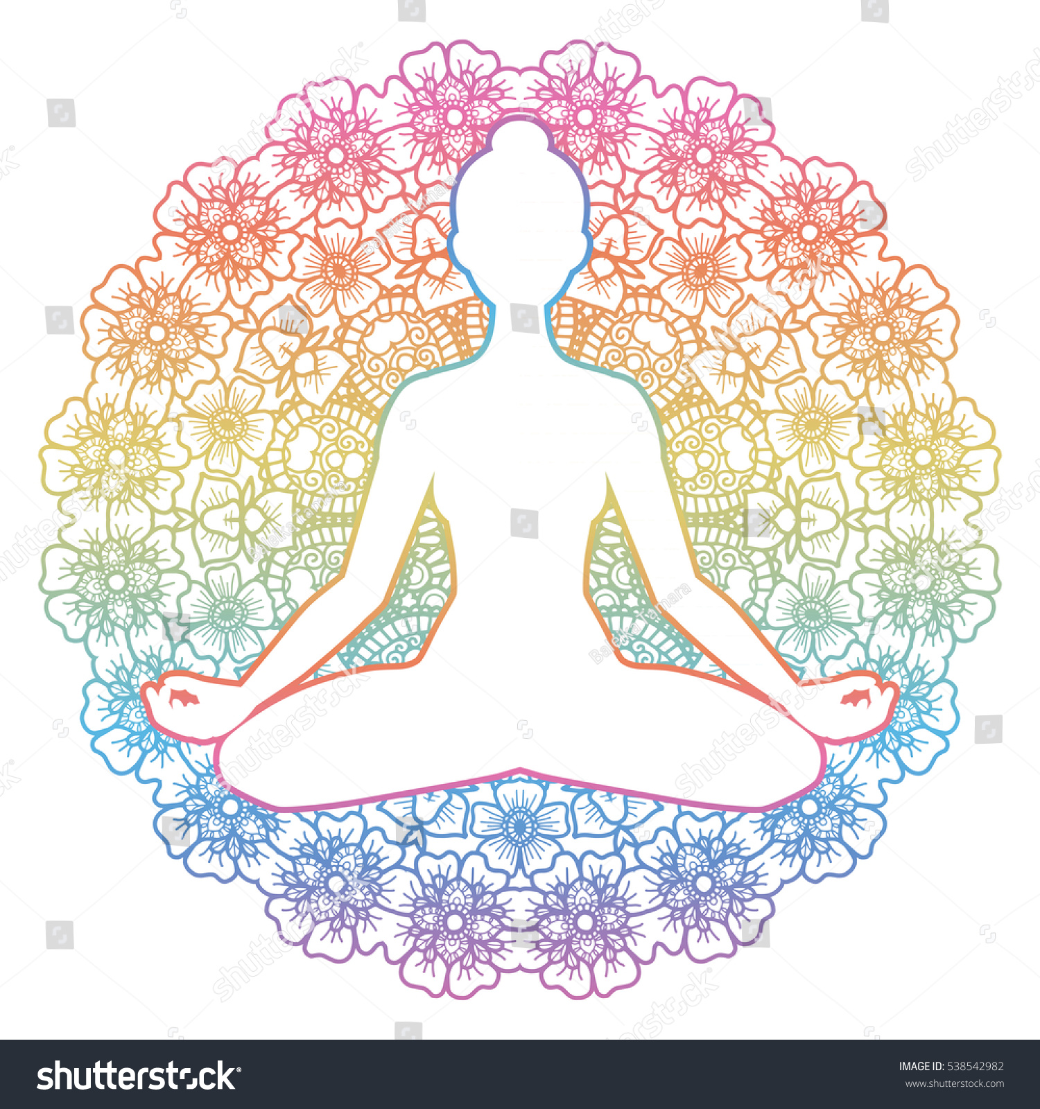 Download Women Silhouette Mandala Round Background Yoga Stock ...