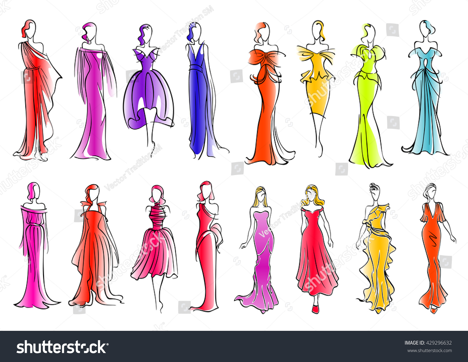 Women Silhouettes Fashion Industry Clothes Design Stock Vector Royalty Free