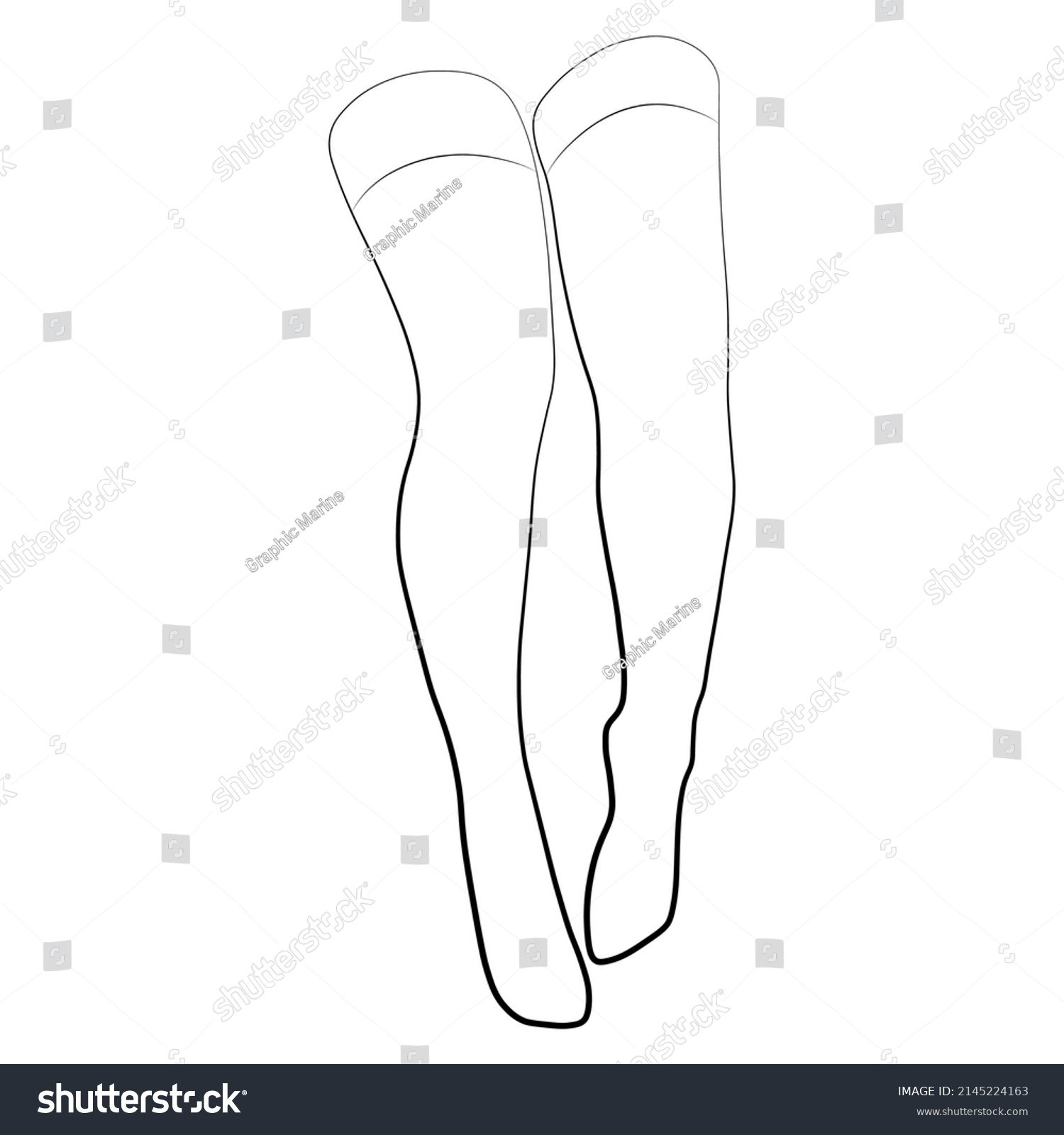 Women Stocking Outline Simple Minimalist Vector Stock Vector Royalty Free 2145224163 7301