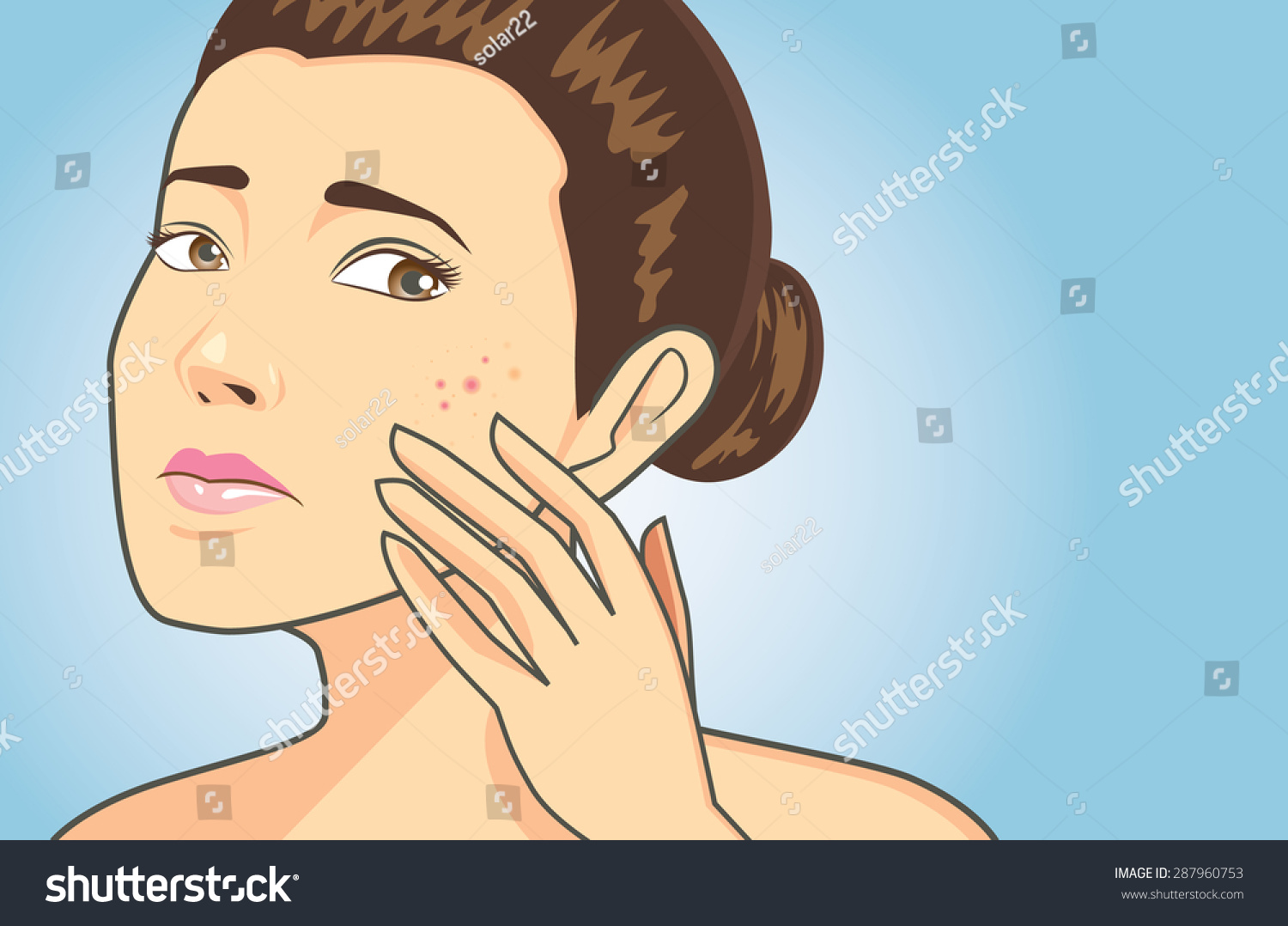 Women Strain Problem Acne Face On Stock Vector 287960753 - Shutterstock