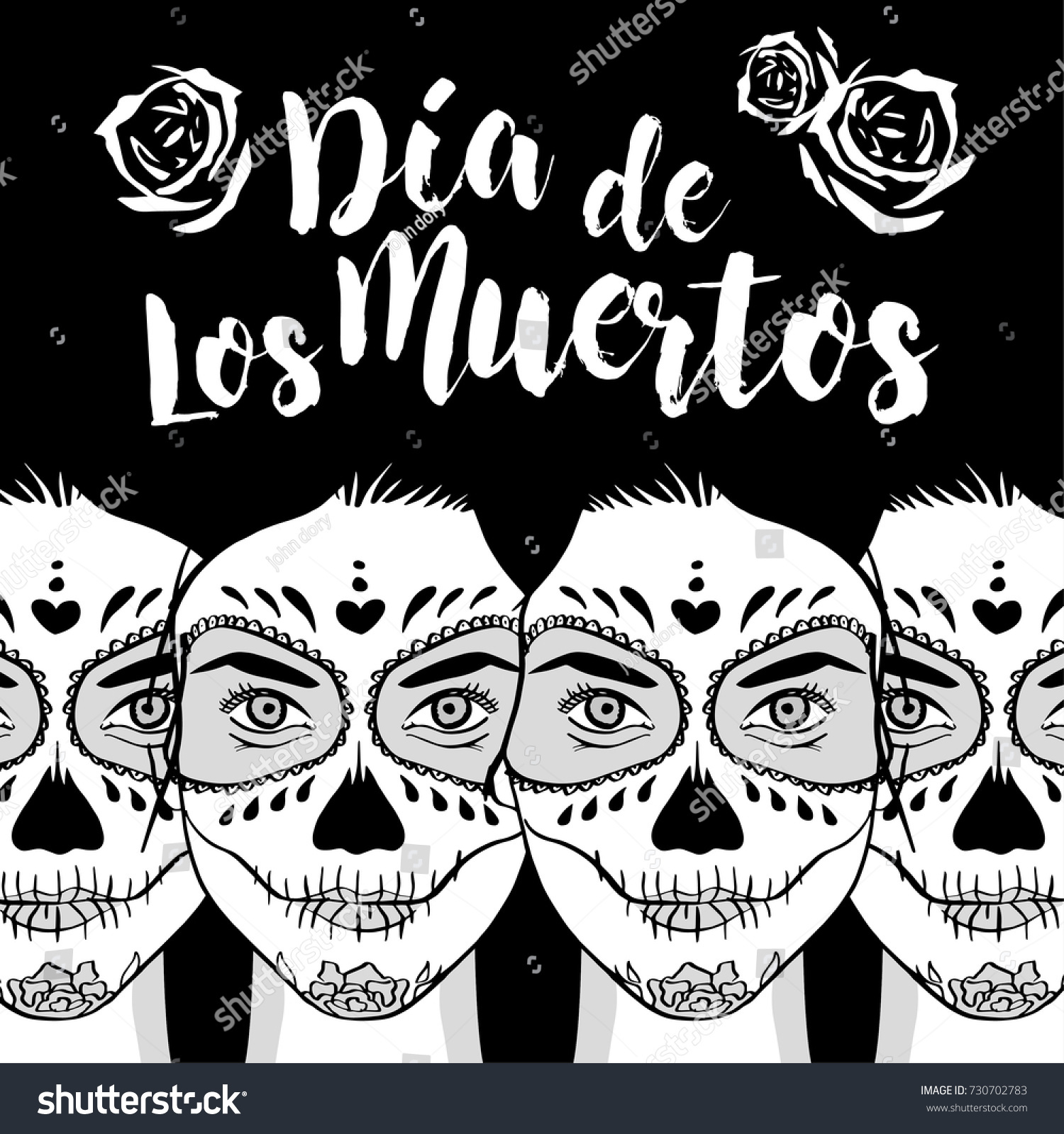 Download Women Sugar Skull Face Paint Black Vector de stock (libre ...