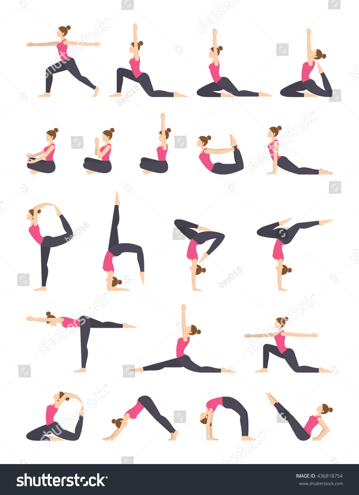 Women Yoga Poses Set. Stock Vector Illustration 436818754 : Shutterstock