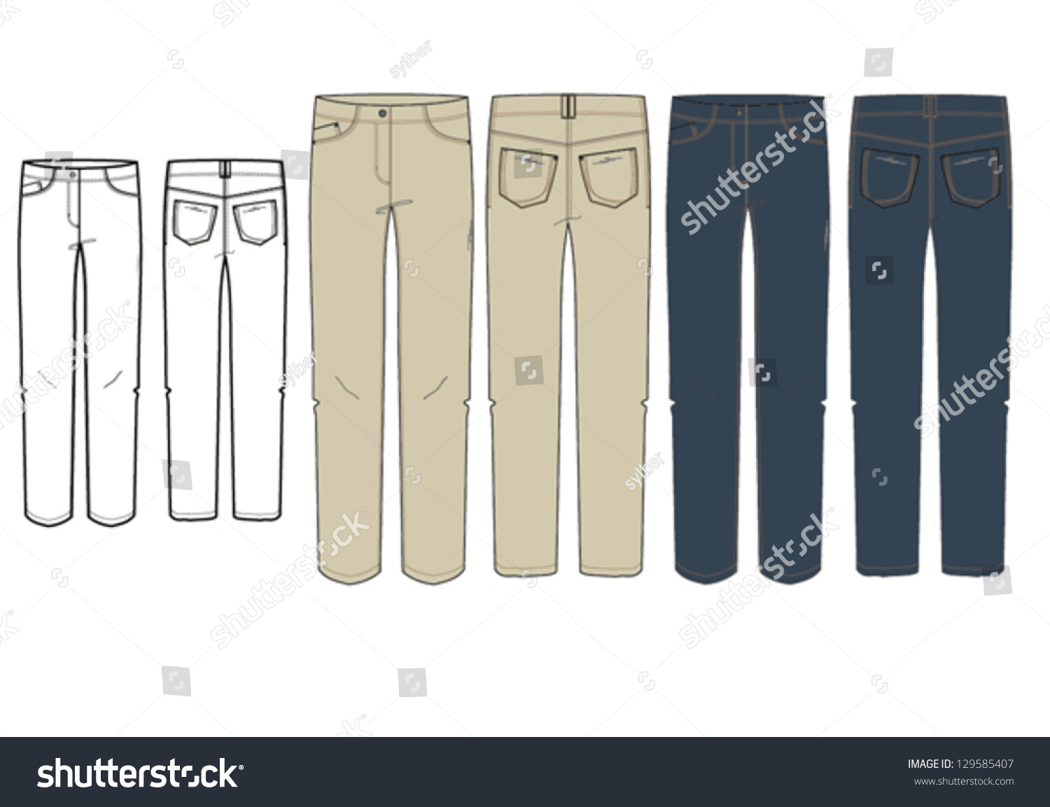 Womens'S Jeans Technical Drawing Stock Vector Illustration 129585407 ...