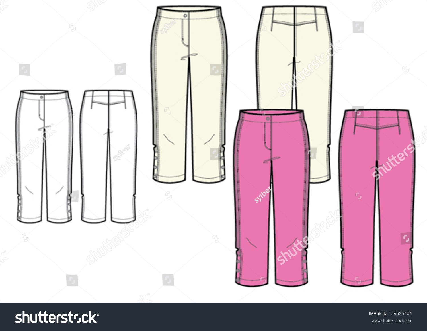 Womens'S Trousers Technical Drawing Stock Vector Illustration 129585404 ...