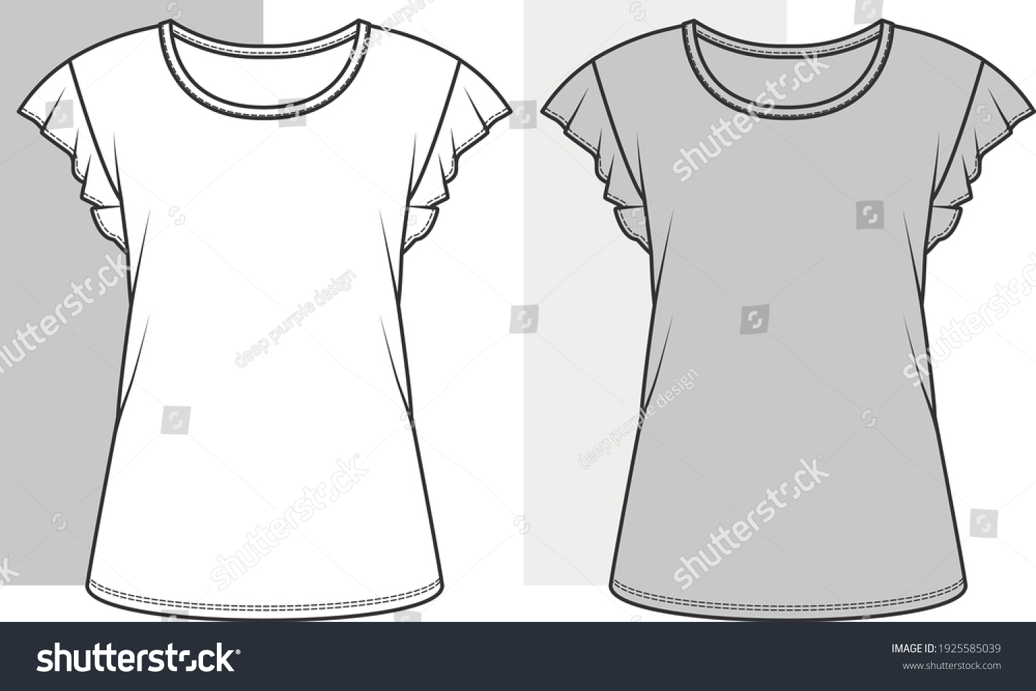 Womens Top Fashion Flat Sketch Technical Stock Vector (Royalty Free ...