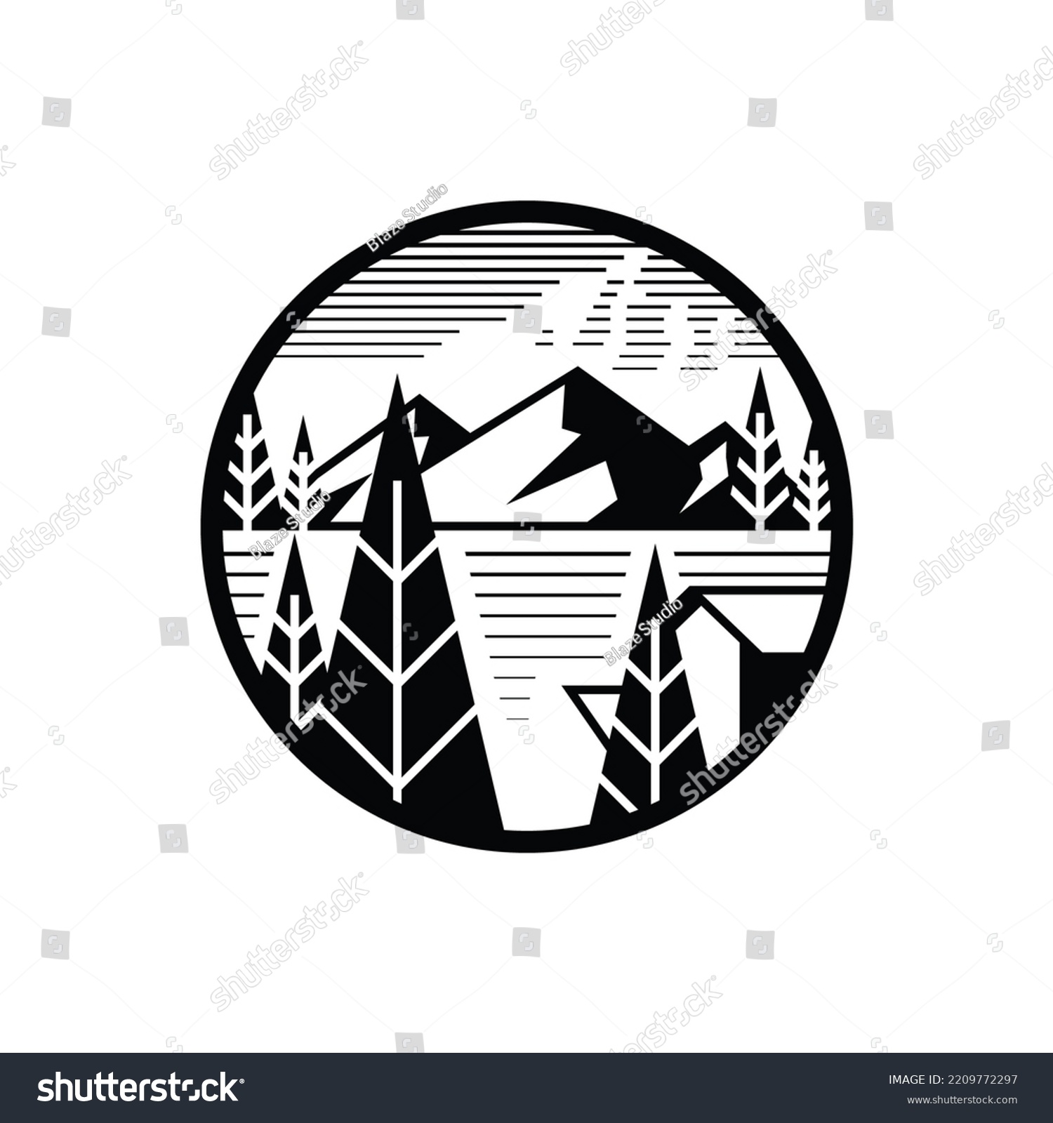 SVG of wonderful place in the forest lake logo vector. svg