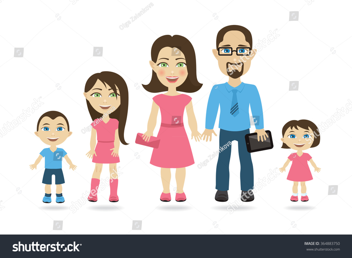 Wondering Cartoon Characters - Traditional Family With Mom, Dad And ...