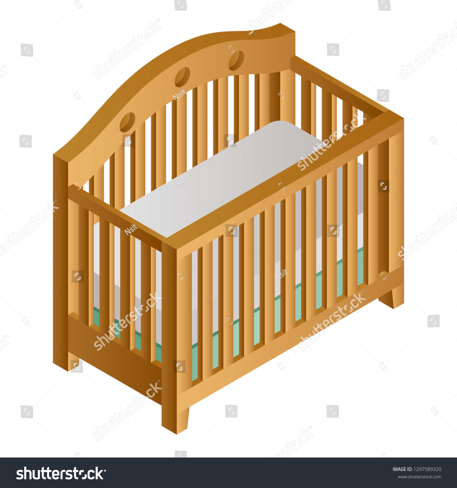 Wood Baby Crib Icon Isometric Wood Stock Vector Royalty Free