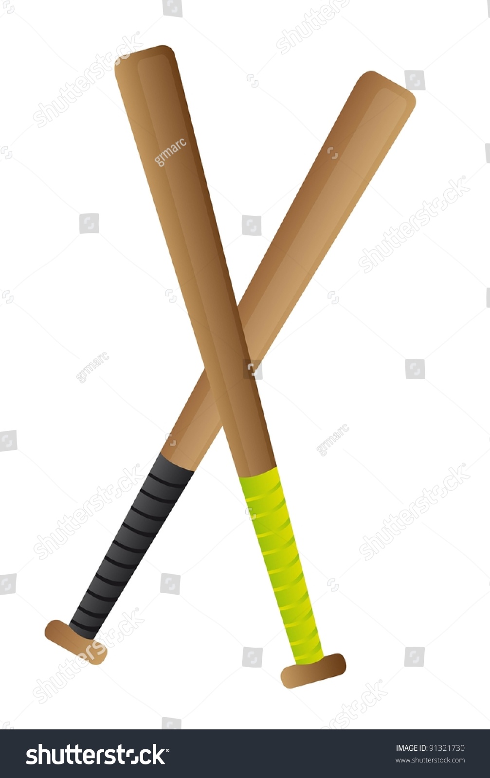 Wood Baseball Bat Isolated Over White Stock Vector Royalty Free