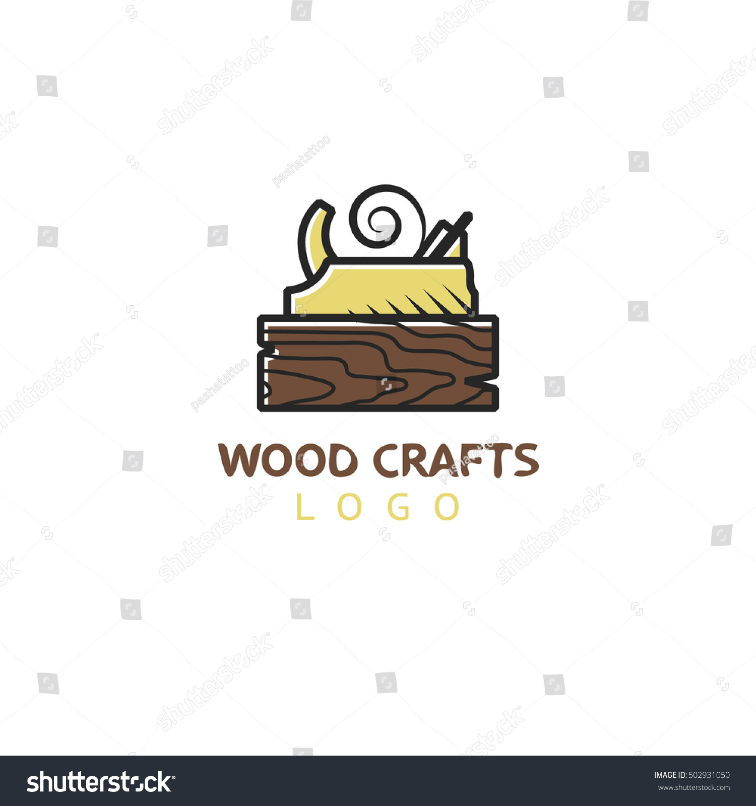Wood Crafts Woodworking Badge Logo Vector Stock Vector 