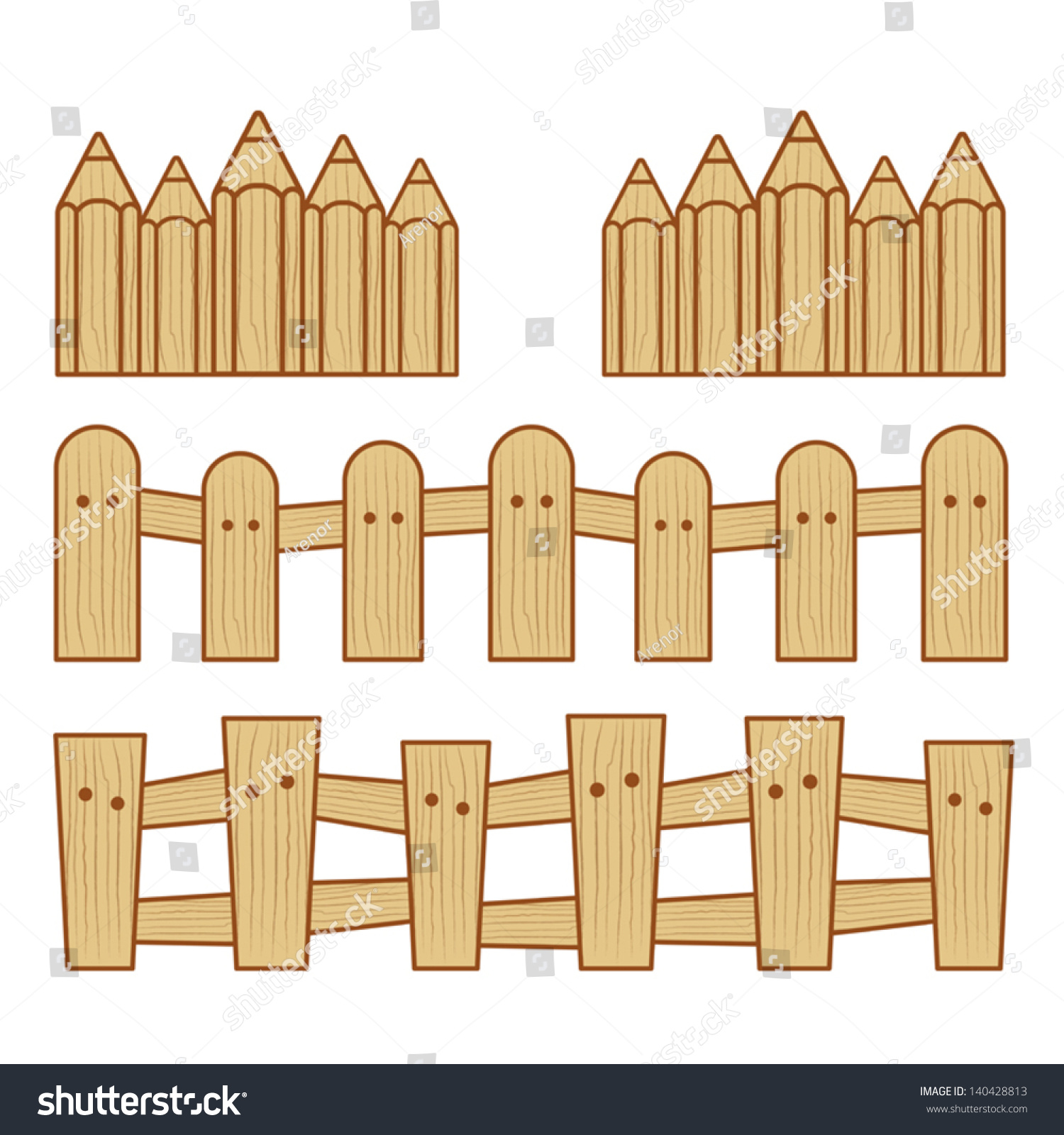 Wood Fence Vector Stock Vector 140428813 - Shutterstock