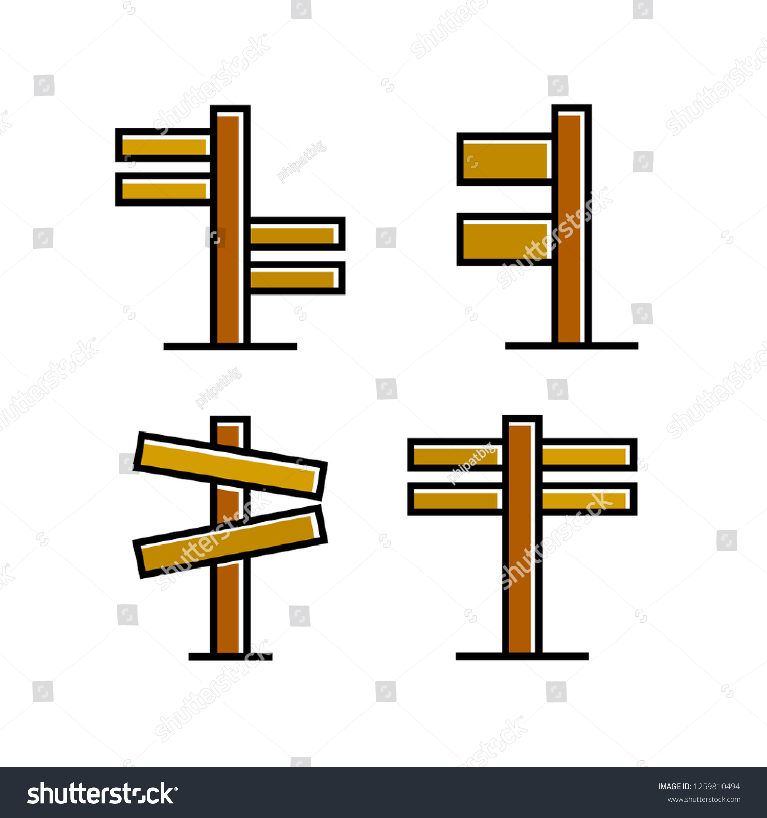 Wood Signboard Signage Signpost Vector Brown Stock Vector (Royalty Free