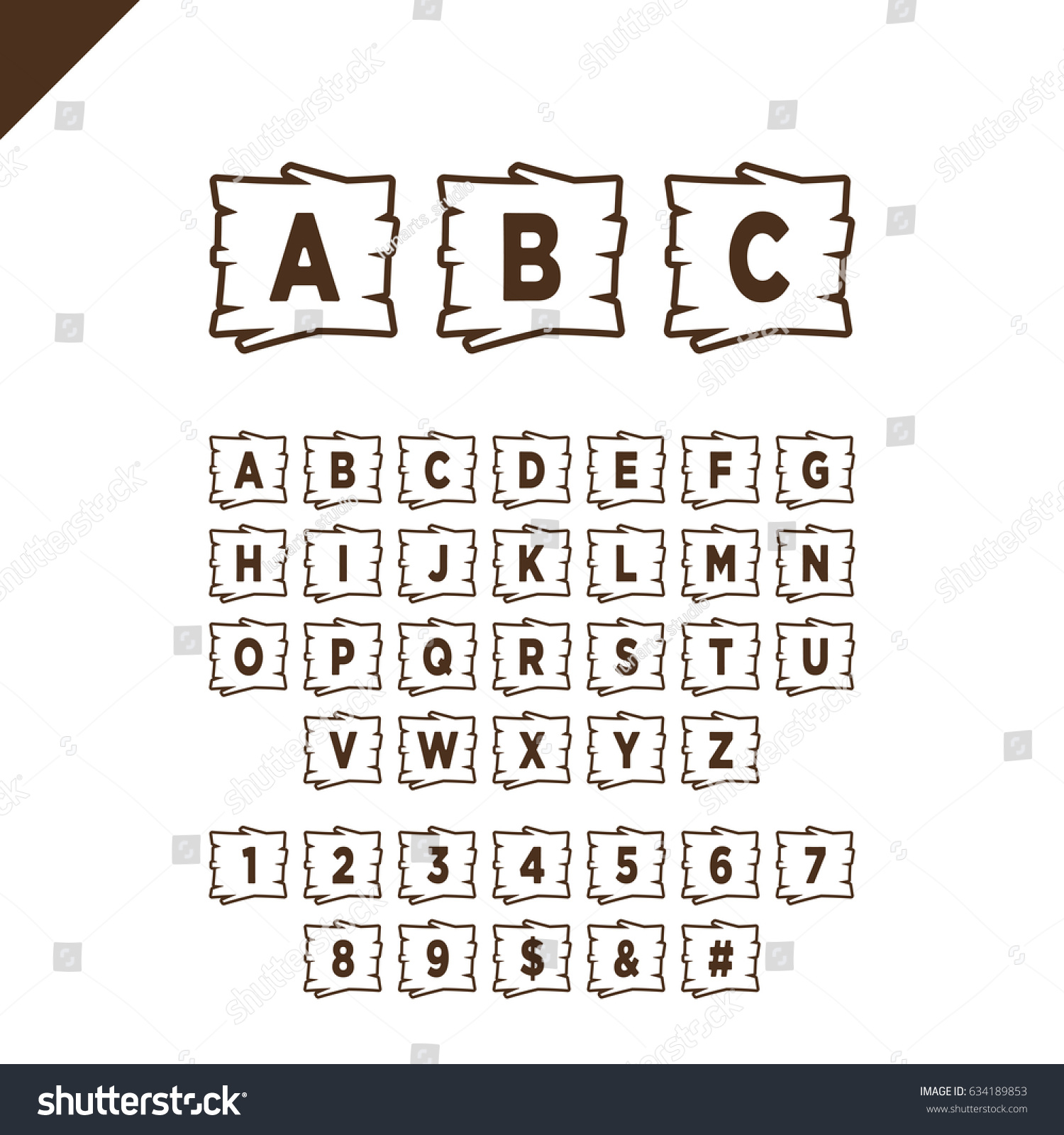 Wooden Alphabet Blocks Letters Numbers Wood Stock Vector Royalty