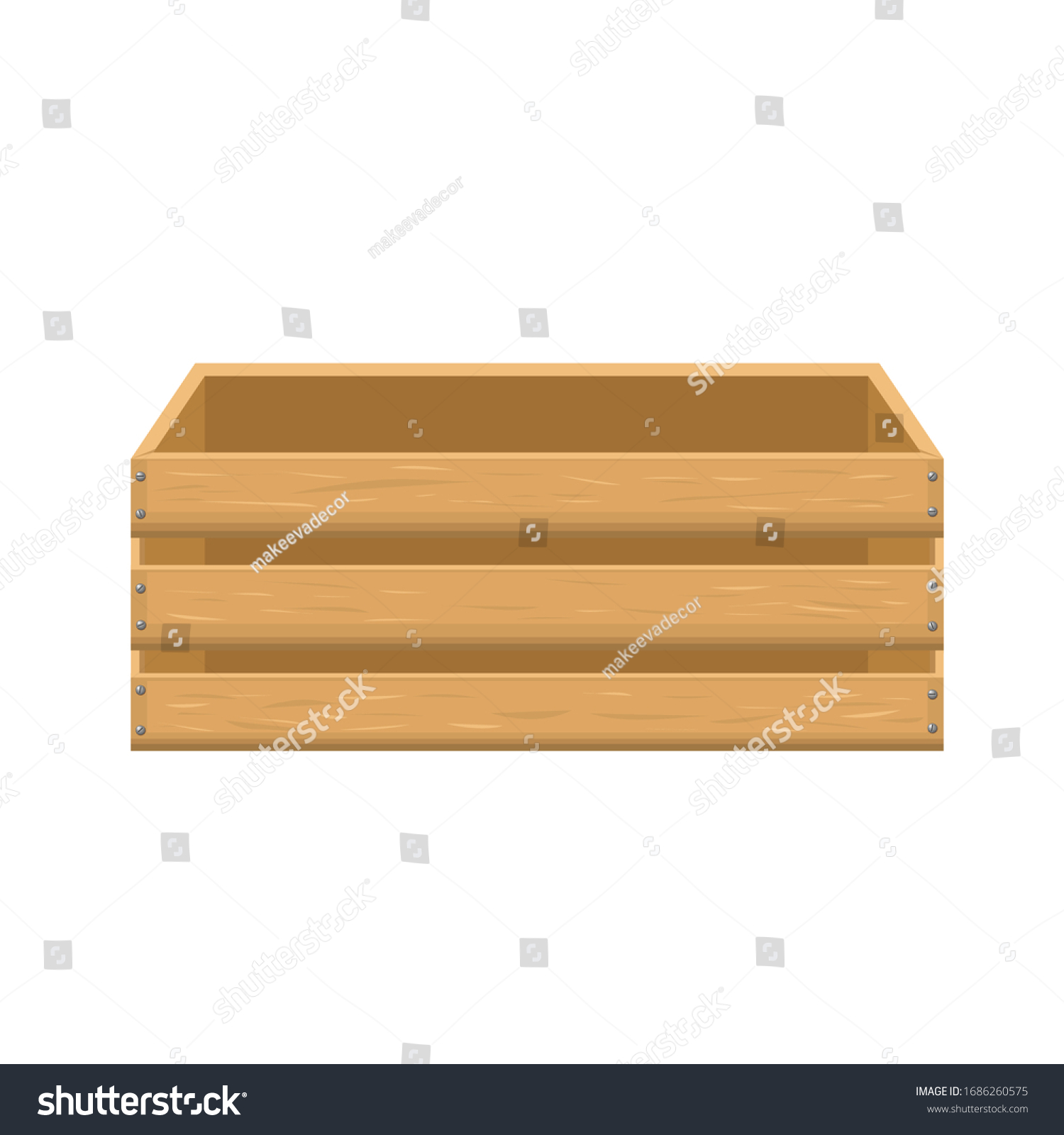 Wooden Box Fruits Vegetables Keeping Empty Stock Vector (Royalty Free ...